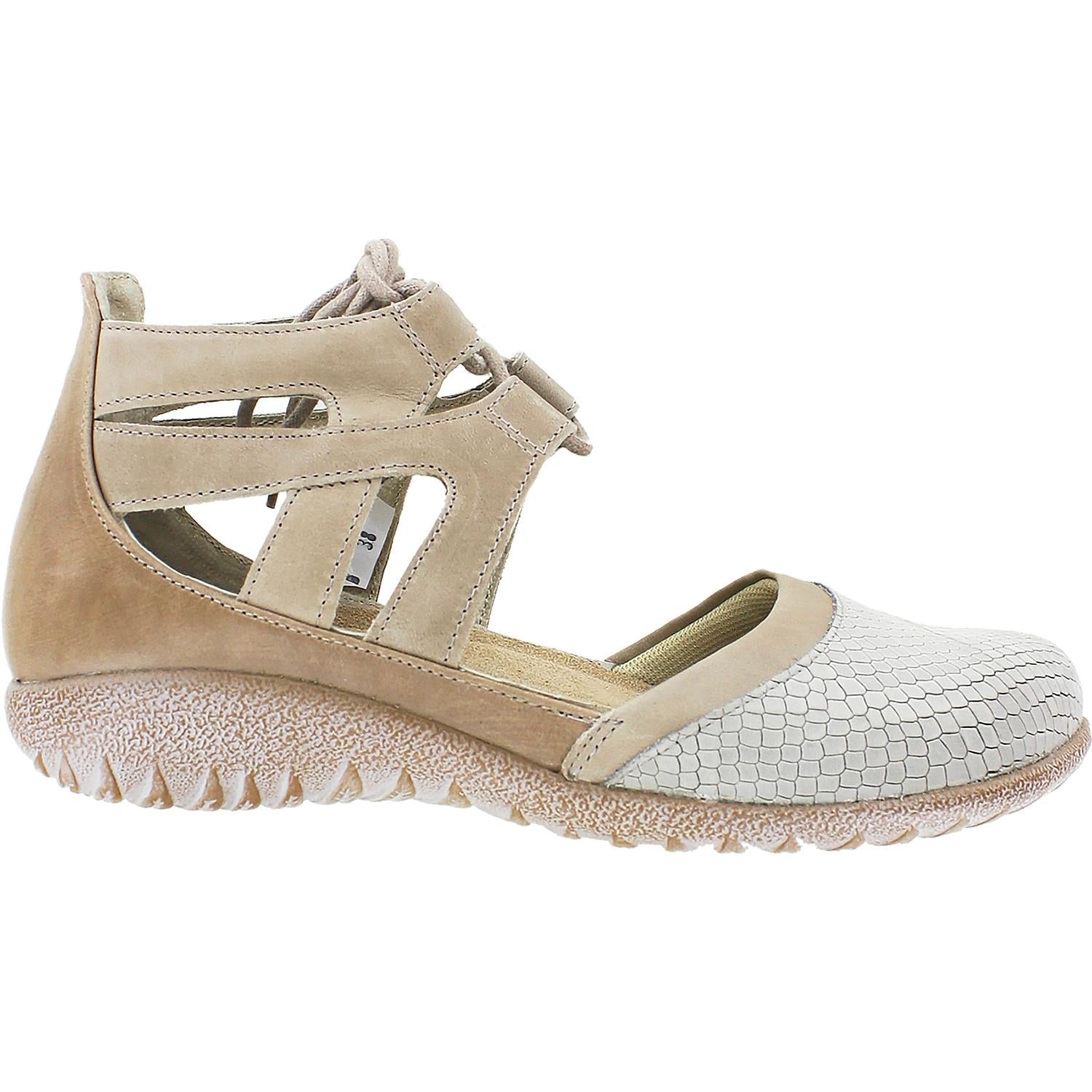 Naot Kata Women's Closed Toe Sandals Beige Iguana/Khaki Leather