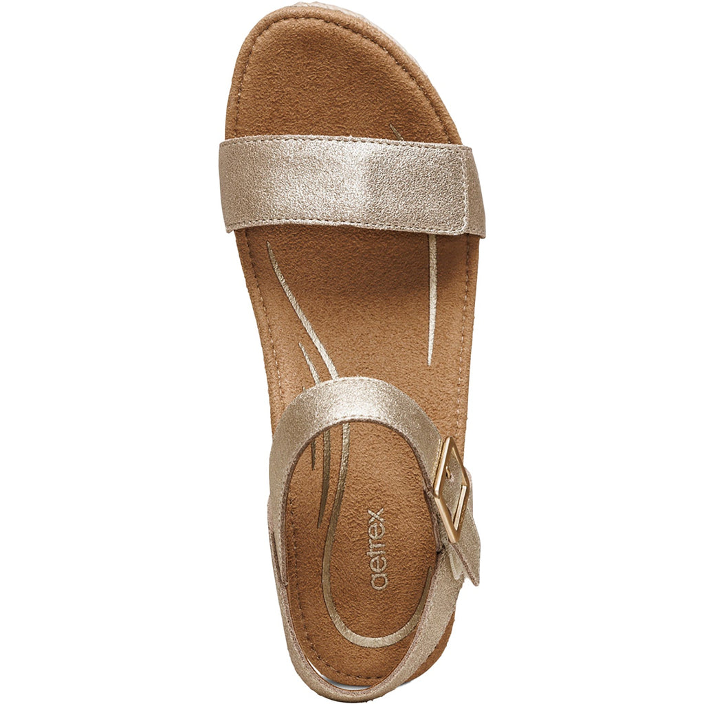Aetrex Sydney Women's Quarter Strap Sandals Champagne Leather
