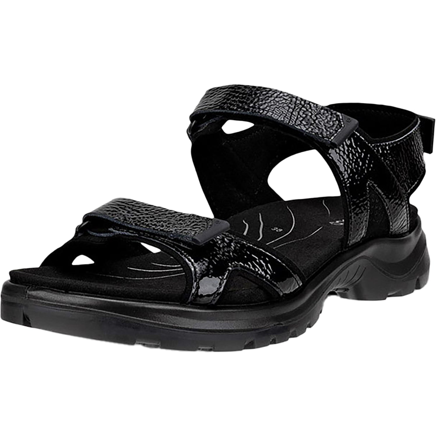 Ecco Yucatan 20 3s Women's Sandals Black Crinkle Patent