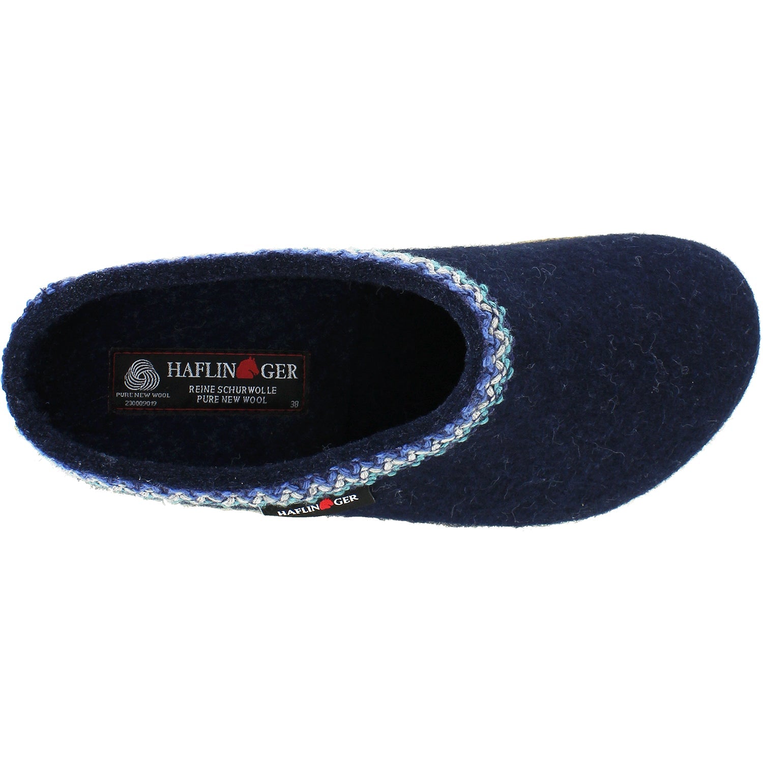 Haflinger Zig Zag Unisex Wool Clogs Captains Blue Wool