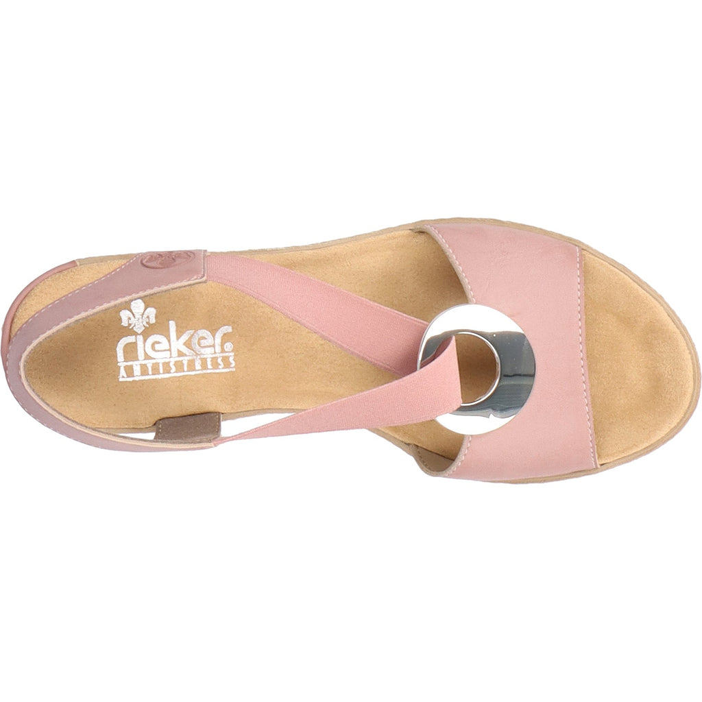 Rieker 624H6-31 Fanni H6 Women's Backstrap Sandals Dark Rose Synthetic
