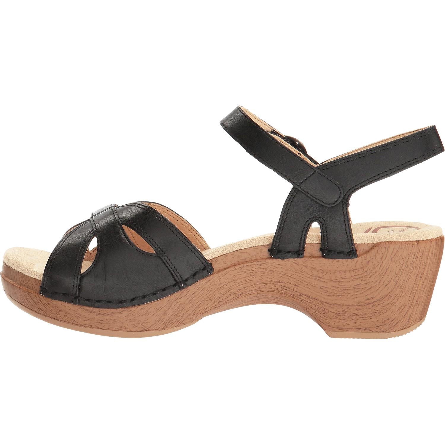 Dansko Season Women's Backstrap Sandals Black Full Grain Leather