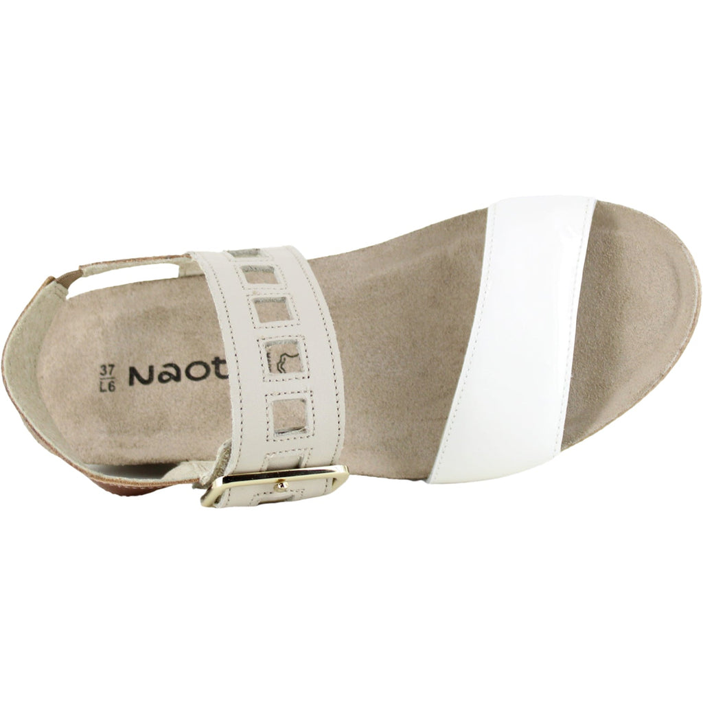Naot Dynasty Women's Wedge Sandals Porcelain Pearl/Soft Ivory/Latte Leather