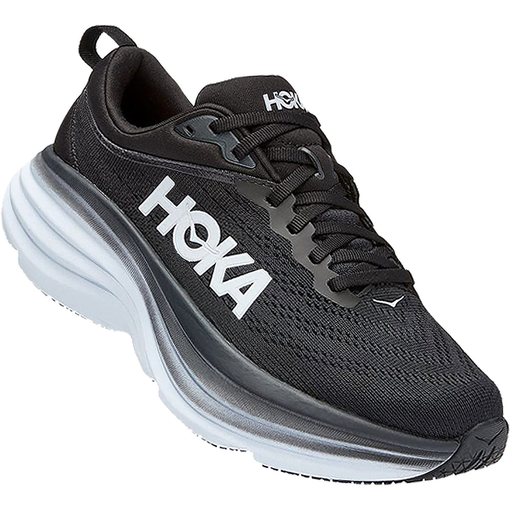 Hoka Bondi 8 (Neutral Support) Women's Road Running Shoes Black/White Mesh