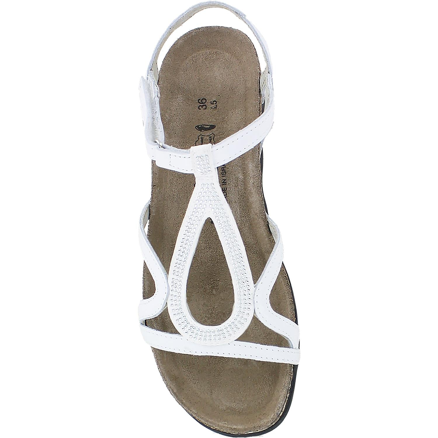 Naot Tamara Women's Strappy Sandals White Leather W/Silver Rivets