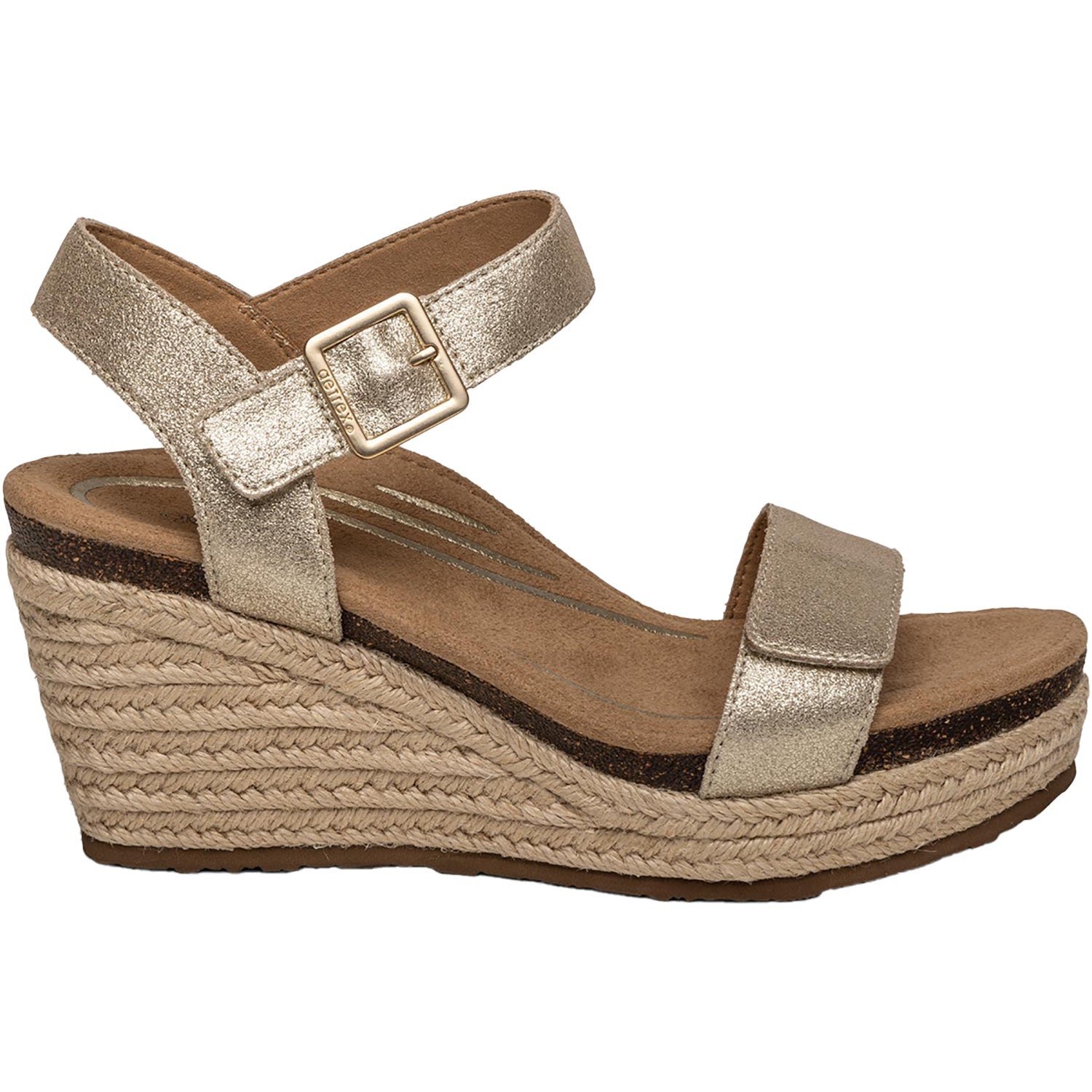 Aetrex Sydney Women's Quarter Strap Sandals Champagne Leather