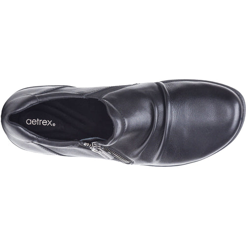 Aetrex Katie Women's Slip On Shoes Black Leather