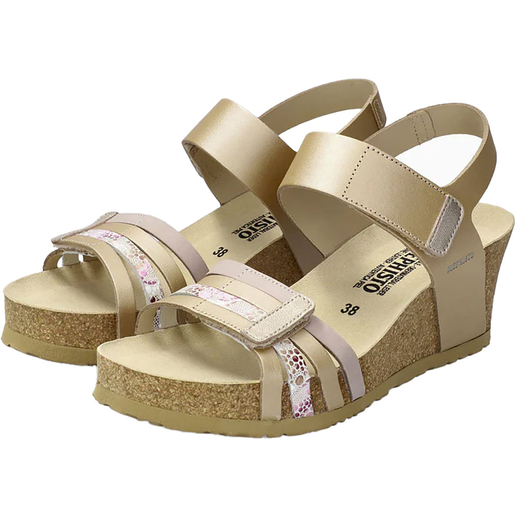 Mephisto Lucia Women's Wedge Heel Sandals Platinum Leather