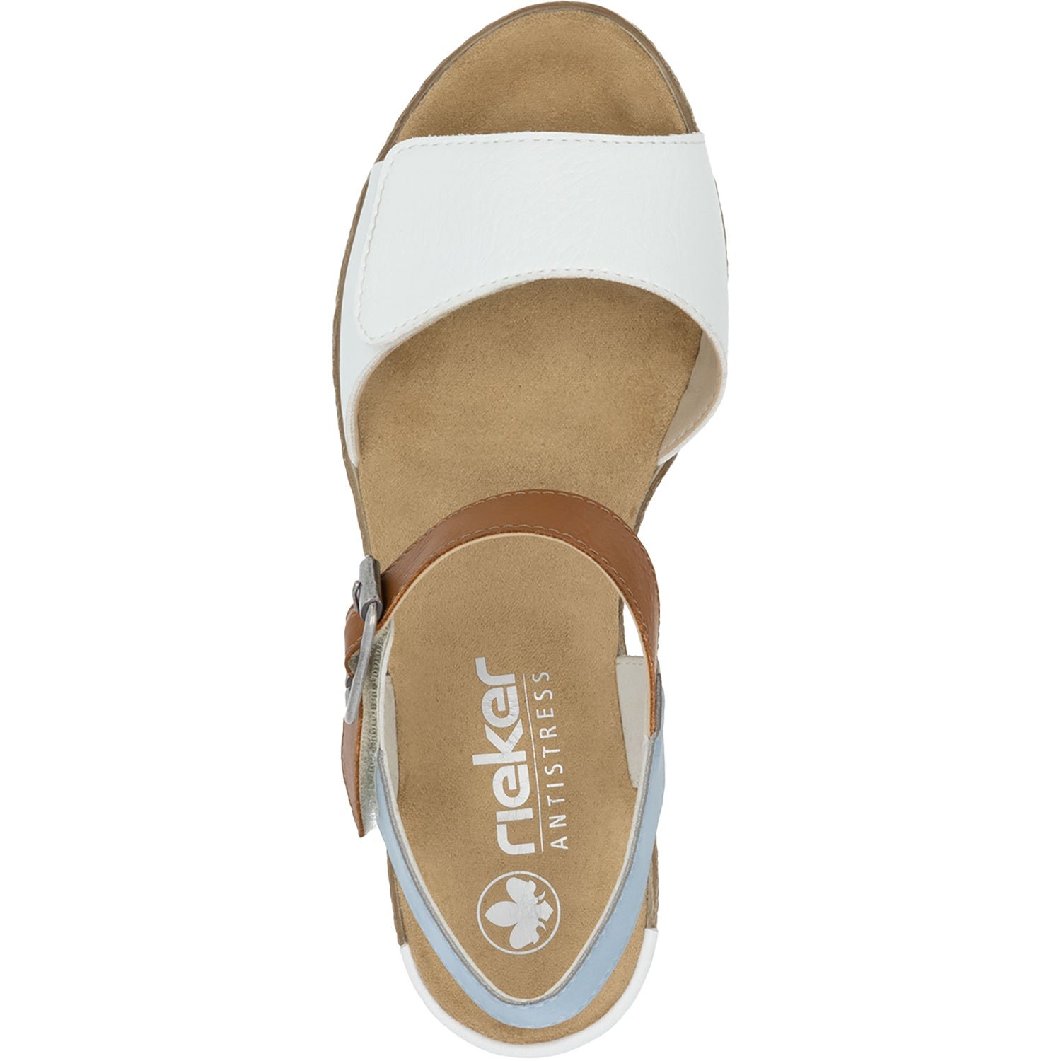Rieker 62460-80 Fanni 80 Women's Wedge Sandals Weiss/Cayenne/Ciel Synthetic