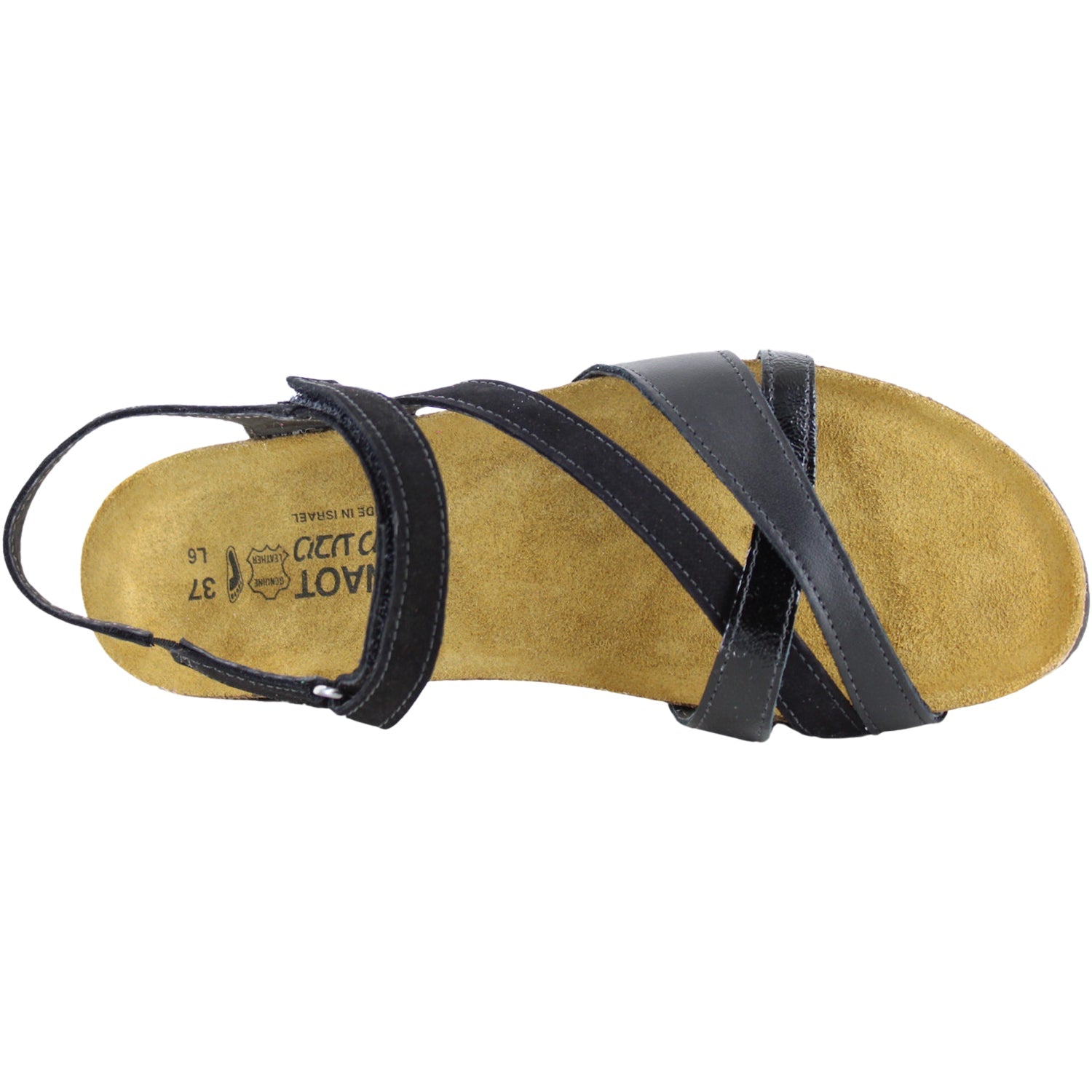 Naot Sophia Women's Sandals Black Velvet/JetBlack/Black Crinkle Pat Leather