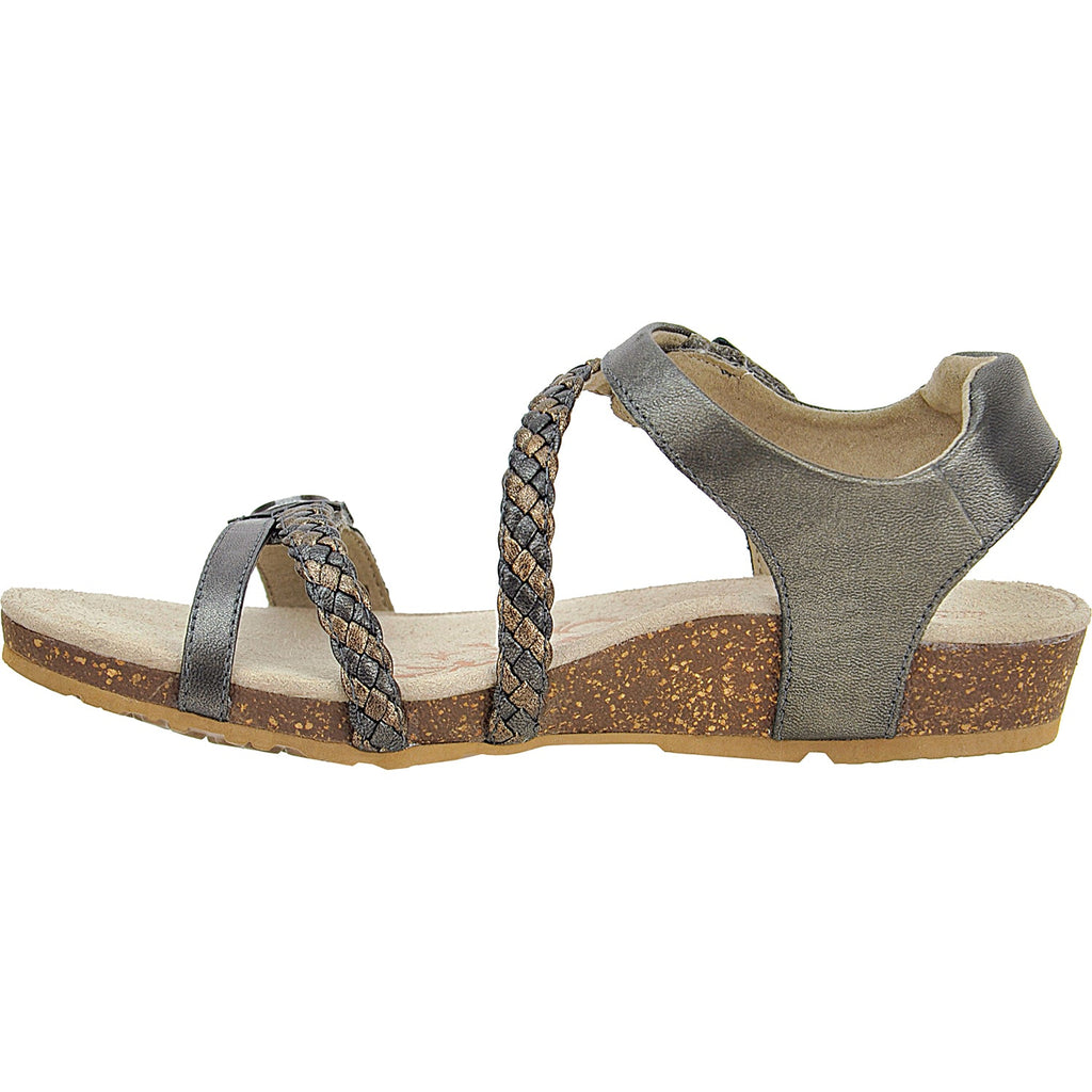Aetrex Jillian Women's Braided Sandals Gunmetal Leather