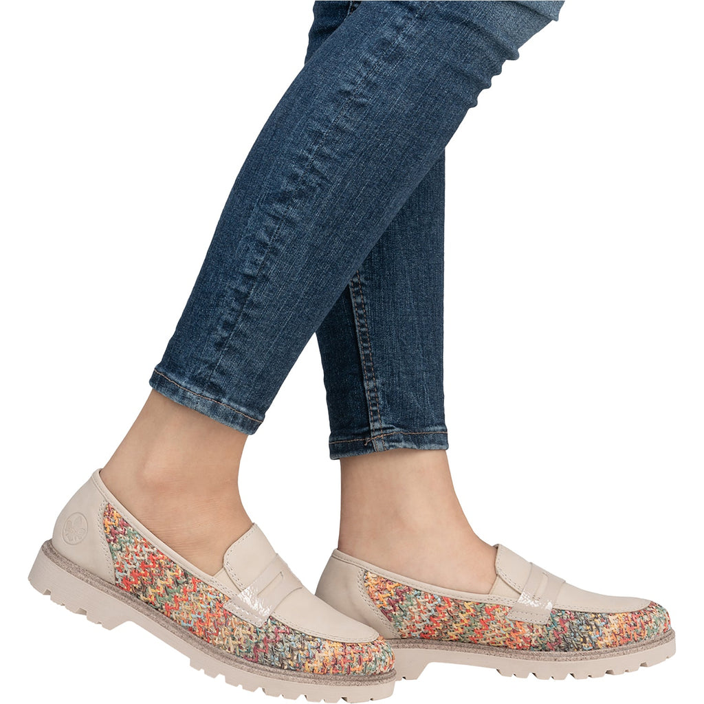 Rieker 45562-90 Gitta 62 Women's Slip Ons Traditional Perle Vegan/Patent Multi Woven