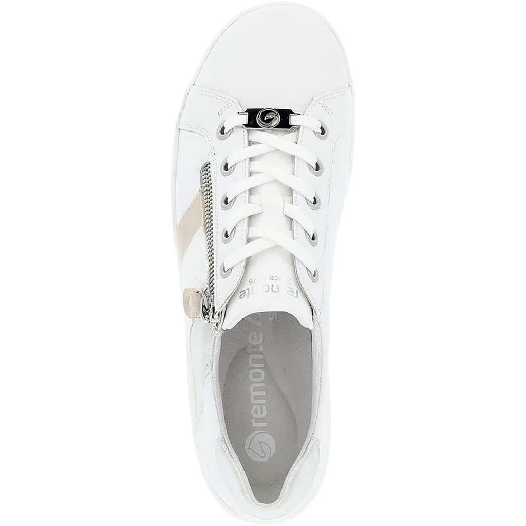Remonte D1E00-81 Women's Sporty Lace Up Shoes Weiss/Rose/Ice Leather