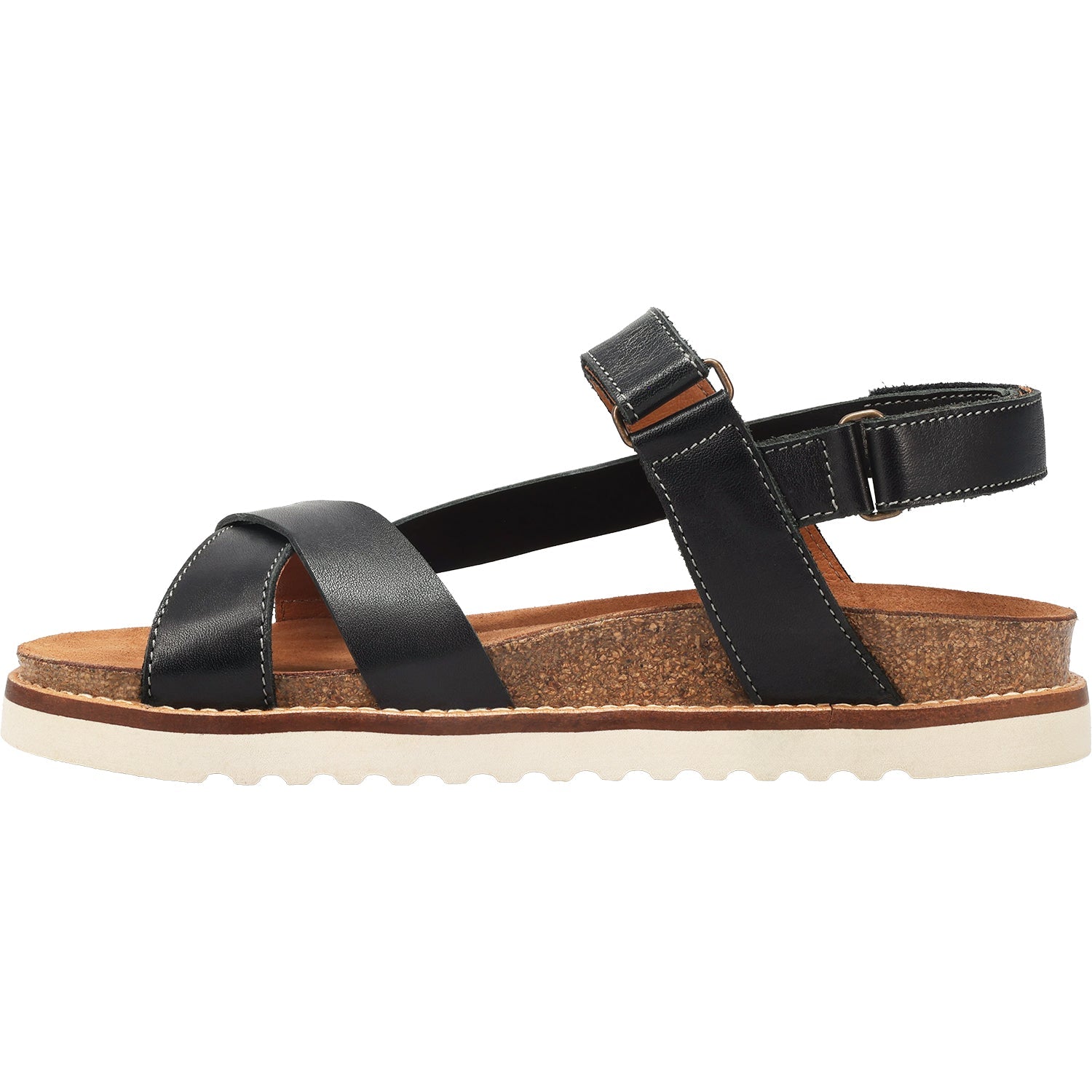 Taos Sideways Women's Ankle Strap Sandals Black Leather