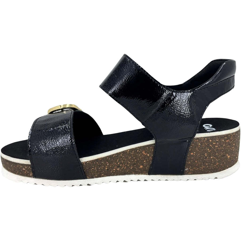 Ara Nova Women's Wedge Sandals Black Patent Leather