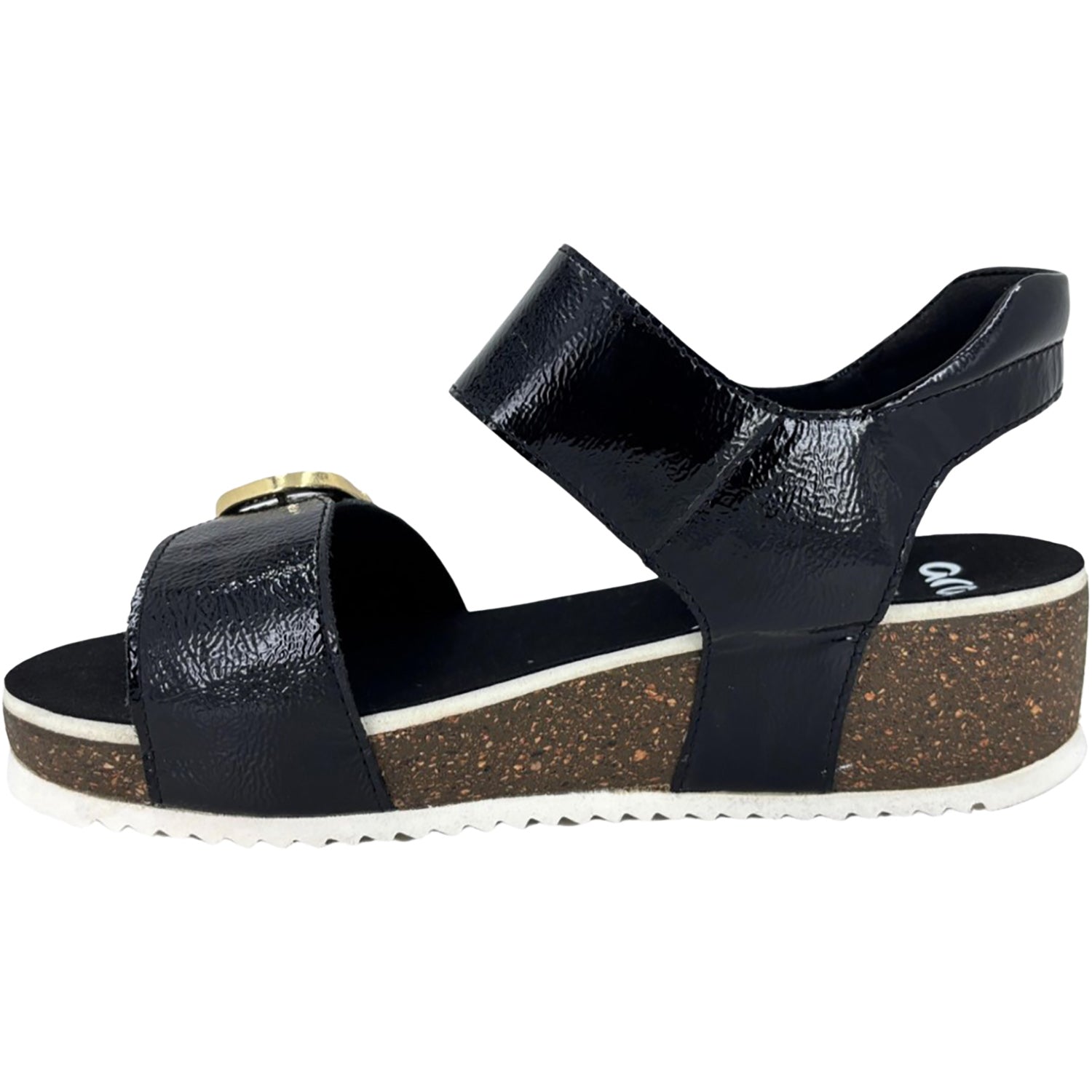 Ara Nova Women's Wedge Sandals Black Patent Leather