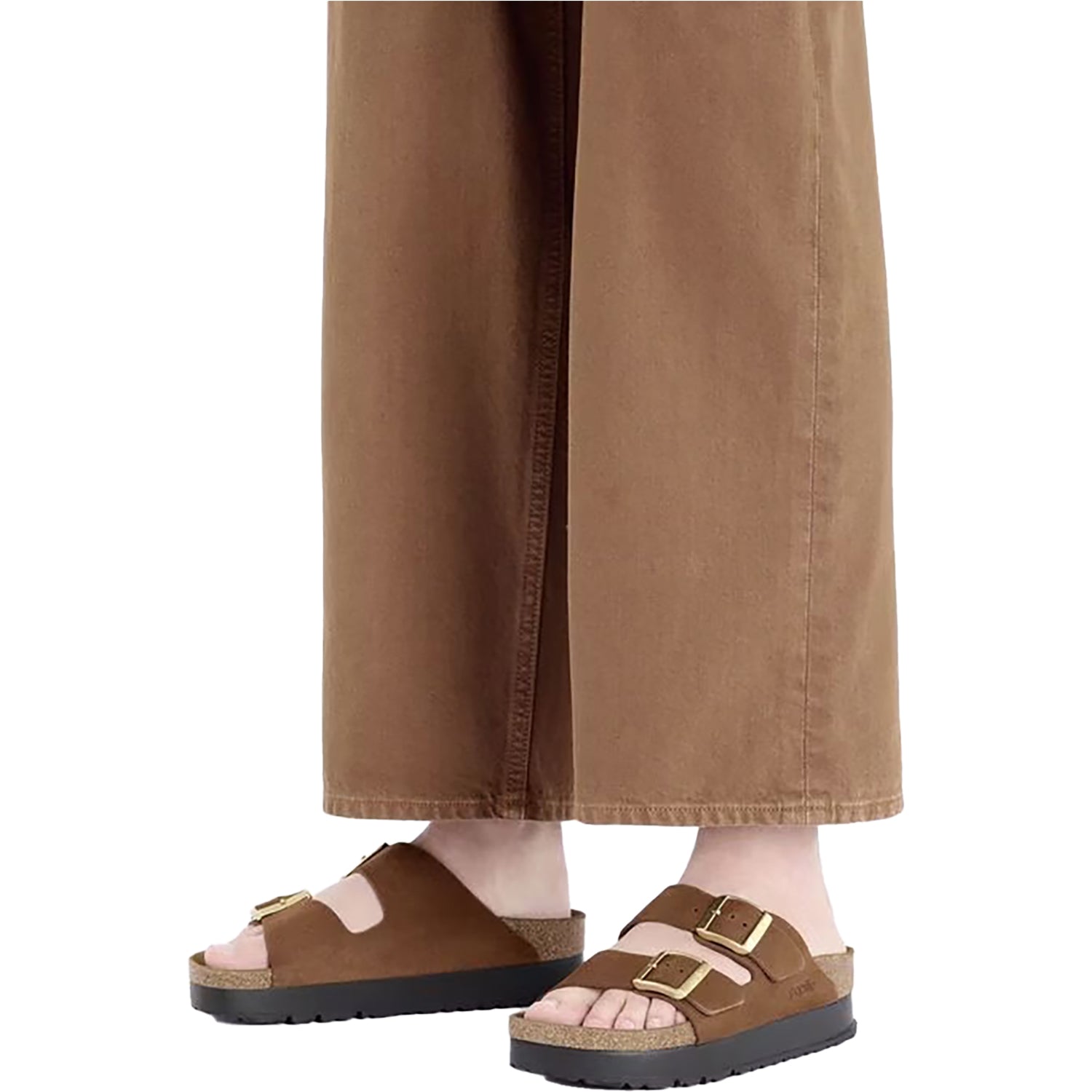 Birkenstock Arizona Platform Women's Sandals Dark Tea Nubuck