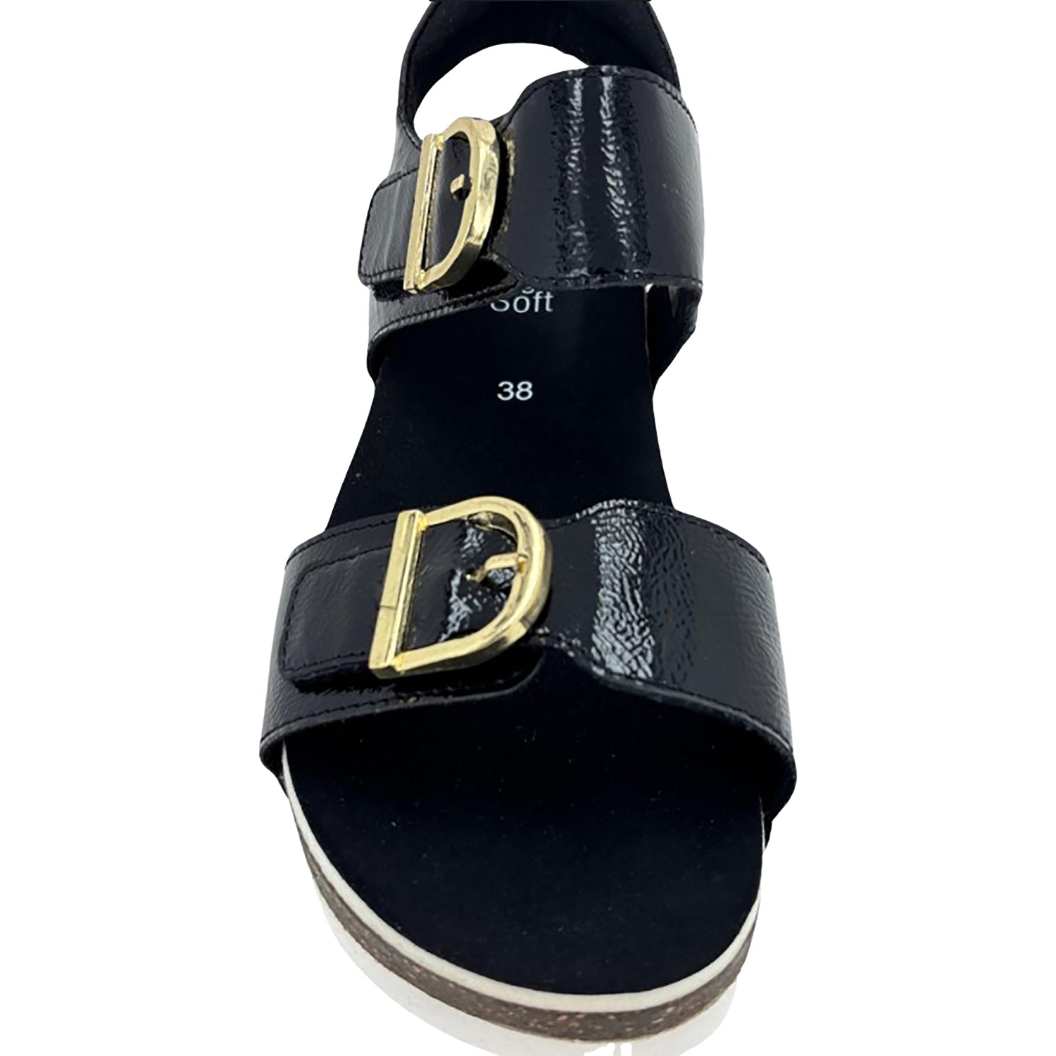 Ara Nova Women's Wedge Sandals Black Patent Leather