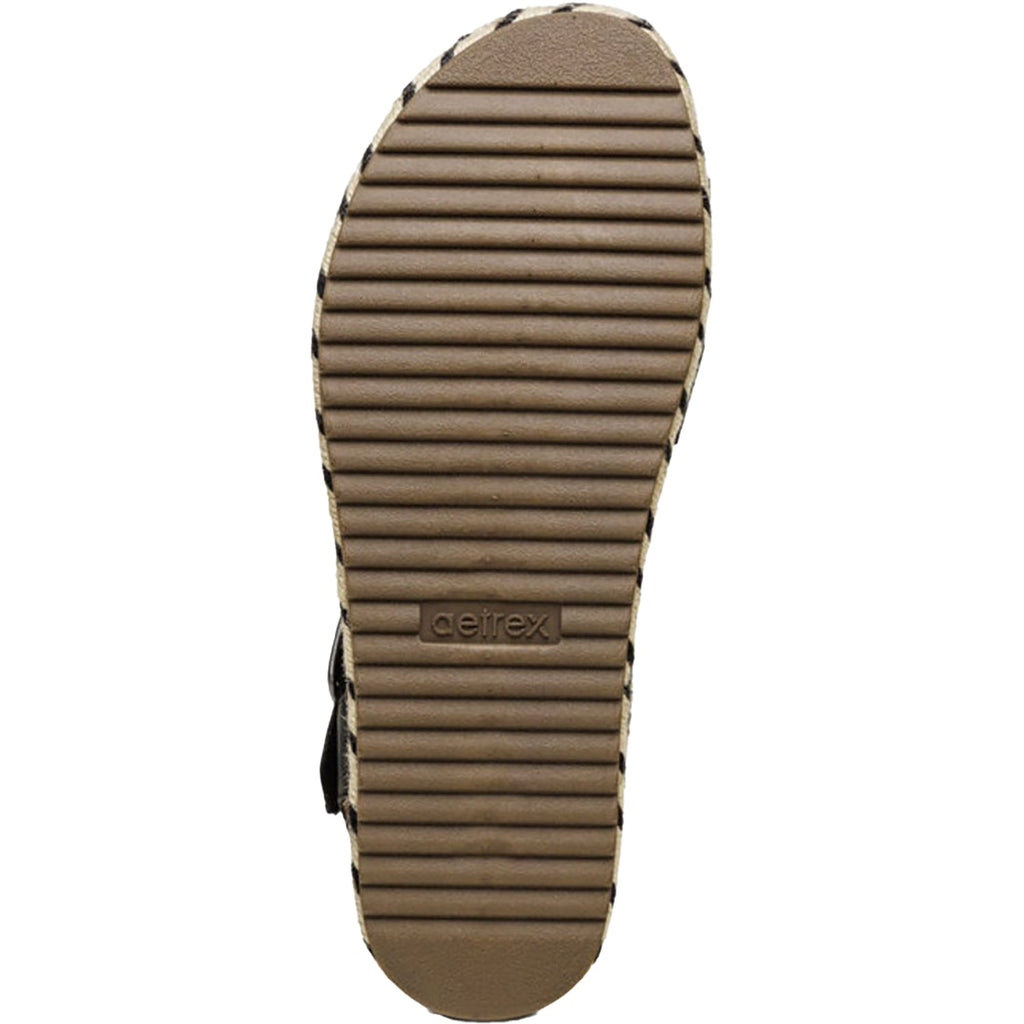 Aetrex Paula Women's Espadrille Sandals Black Leather