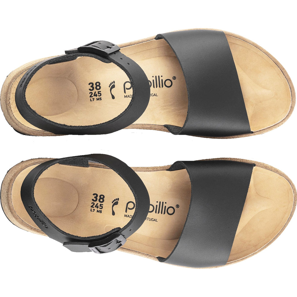 Birkenstock Papillio Glenda Women's Wedge Heel Sandals Black Leather