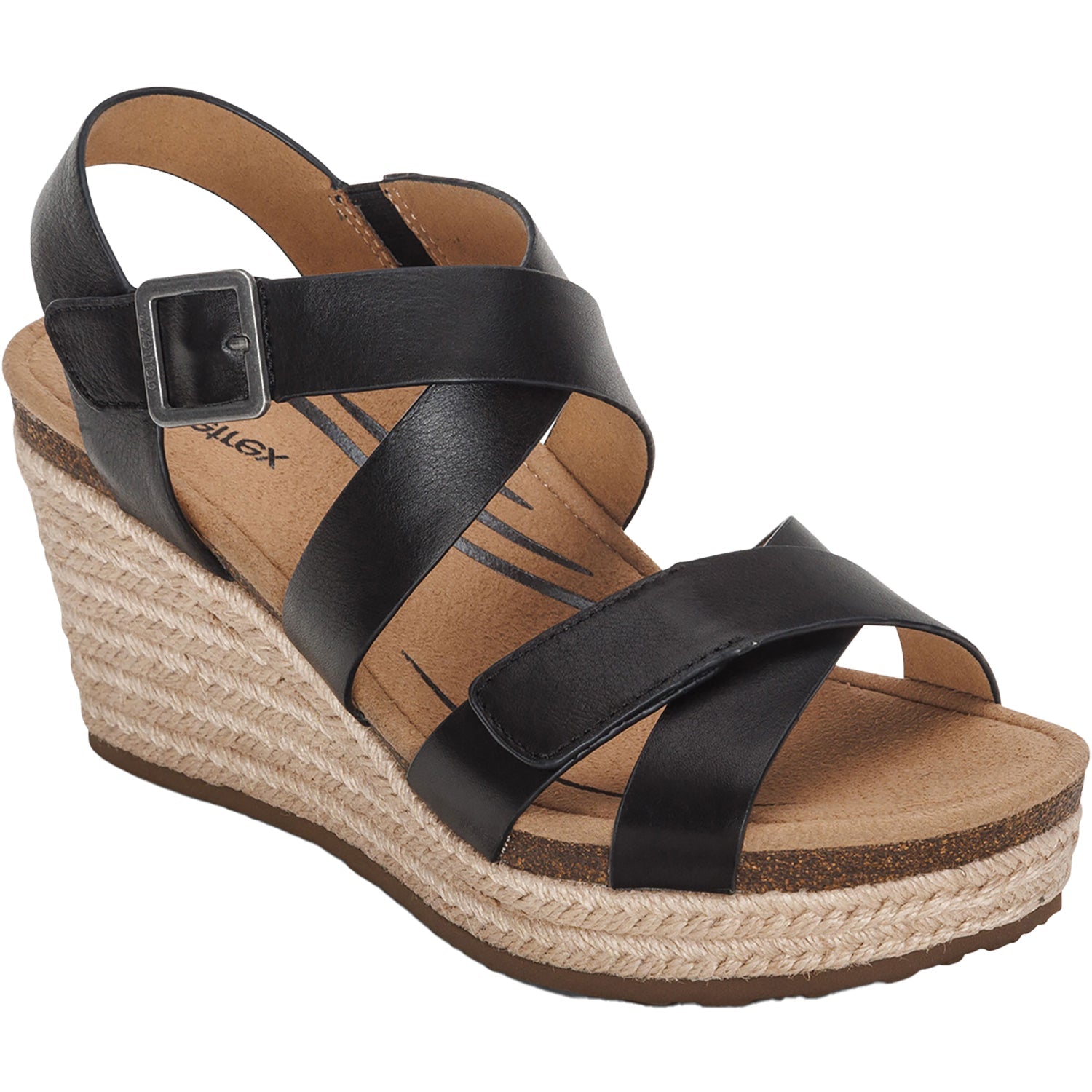Aetrex Anna Women's Wedge Sandals Black
