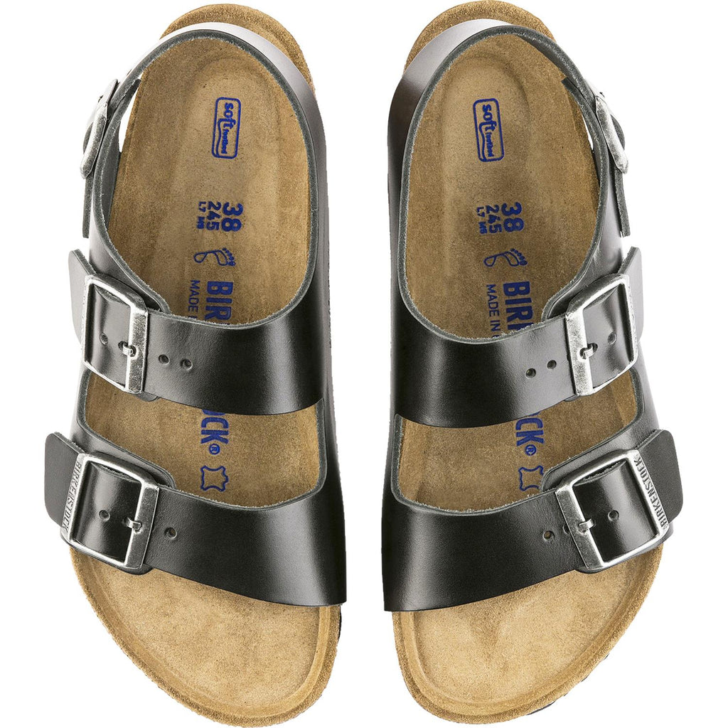 Birkenstock Milano Soft Footbed Unisex Sandals Black Amalfi Leather