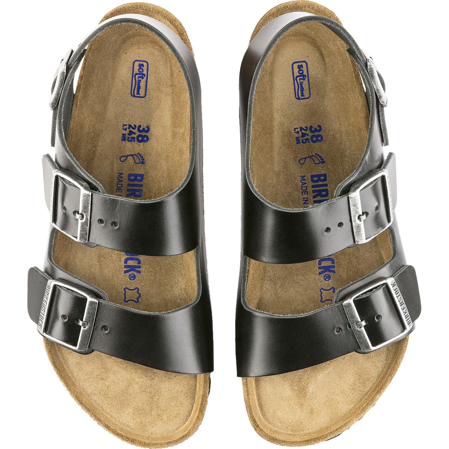 Birkenstock Milano Soft Footbed Unisex Sandals Black Amalfi Leather