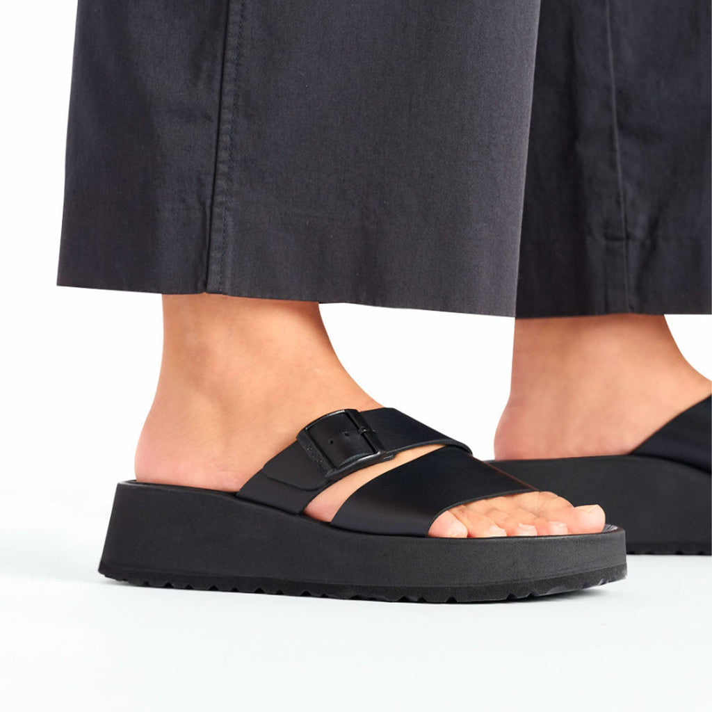Birkenstock Papillio Almina Women's Wedge Heel Sandals Black Leather