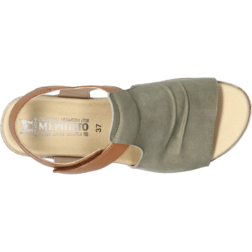 Mephisto Galiane Women's Wedge Sandals Light Khaki Leather/Suede