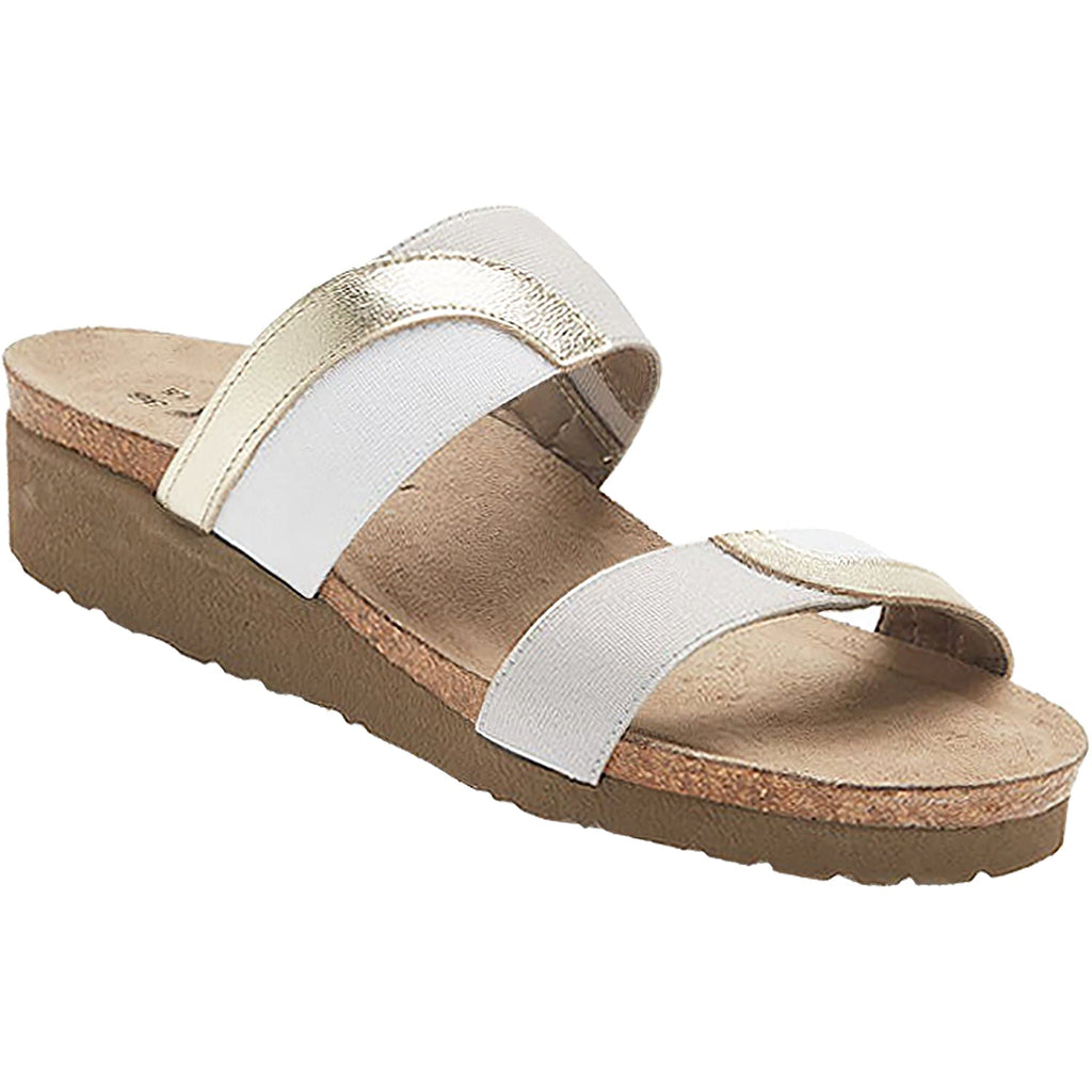 Naot Frankie Women's Slide Sandals Radiant Gold/Ice Grey Leather/Elastic