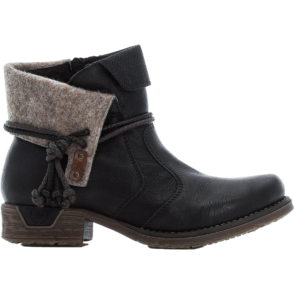 Rieker 79693-00 Women's Boots Schwarz/Schwarz/Wood Synthetic