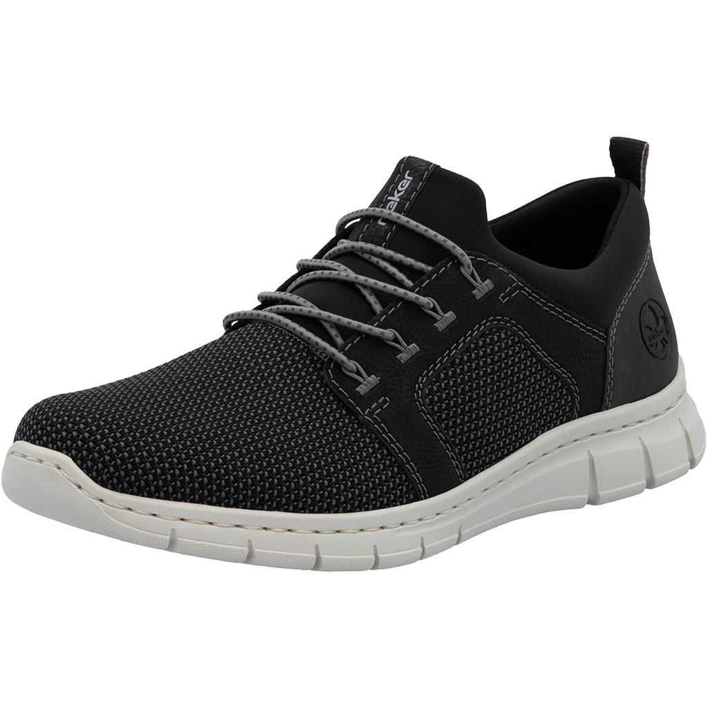 Rieker B7796-02 Men's Lace Up Shoes Schwarz-Blei/Schwarz Mesh