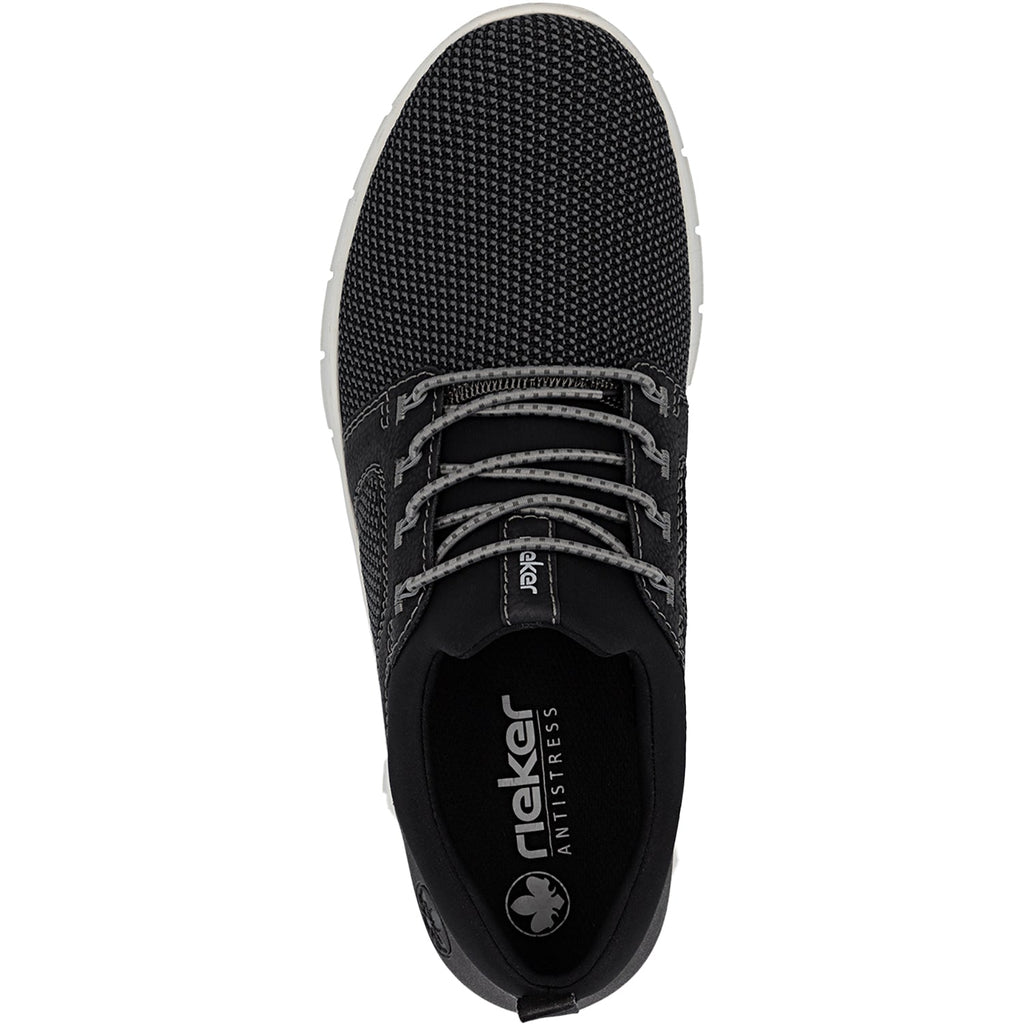Rieker B7796-02 Men's Lace Up Shoes Schwarz-Blei/Schwarz Mesh