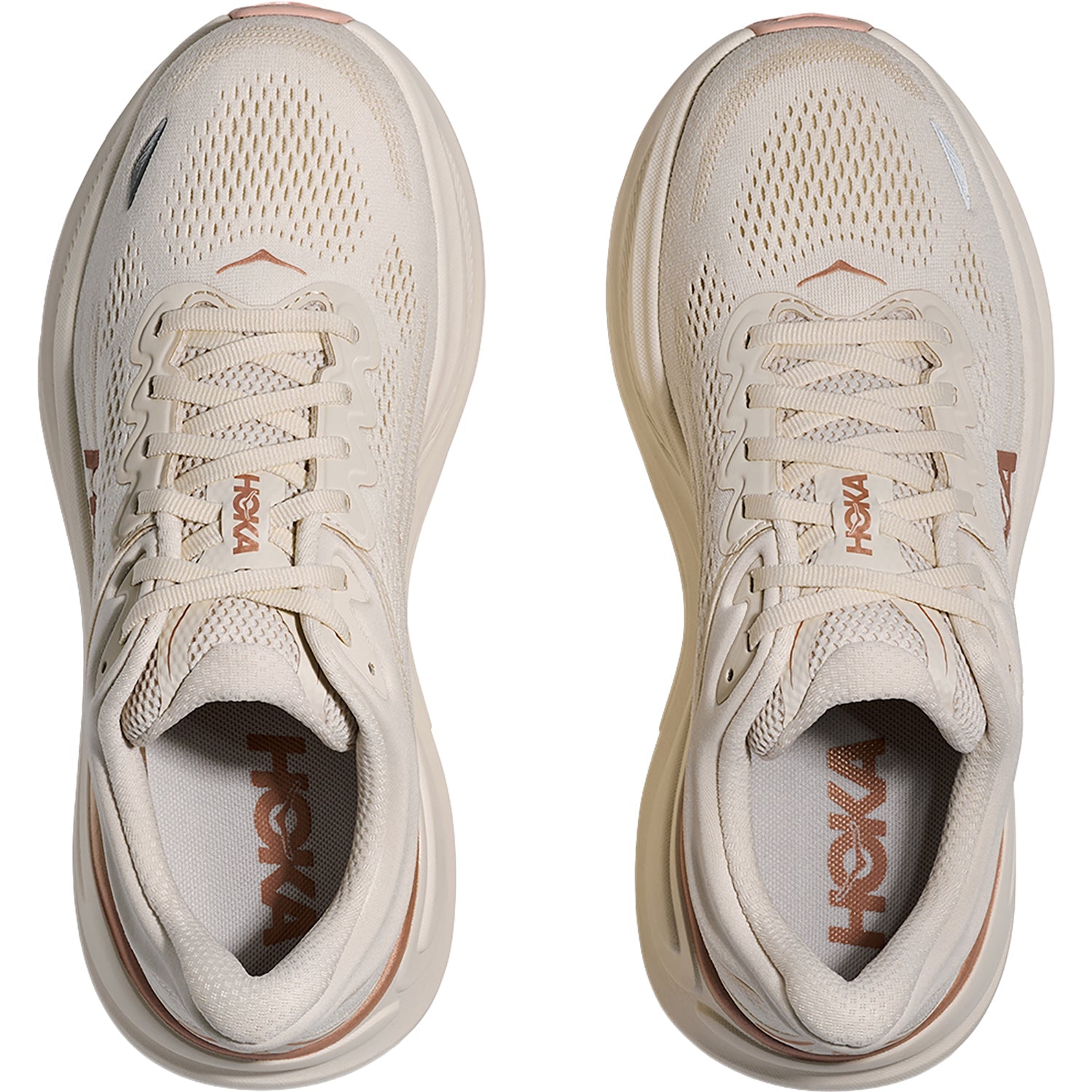 Hoka Bondi 9 (Neutral Support) Women's Athletic Shoes Oat Milk/Rose Gold