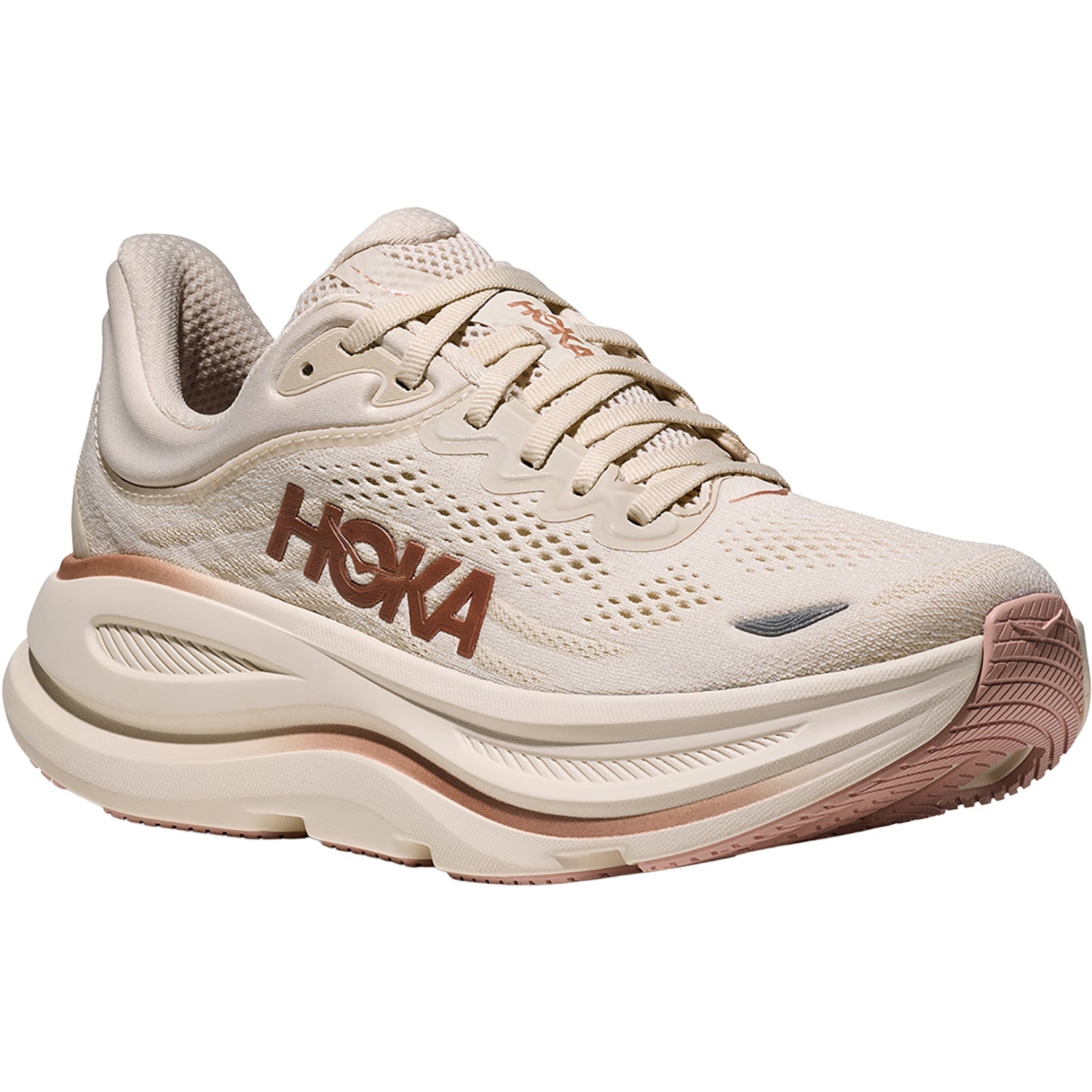 Hoka Bondi 9 (Neutral Support) Women's Athletic Shoes Oat Milk/Rose Gold