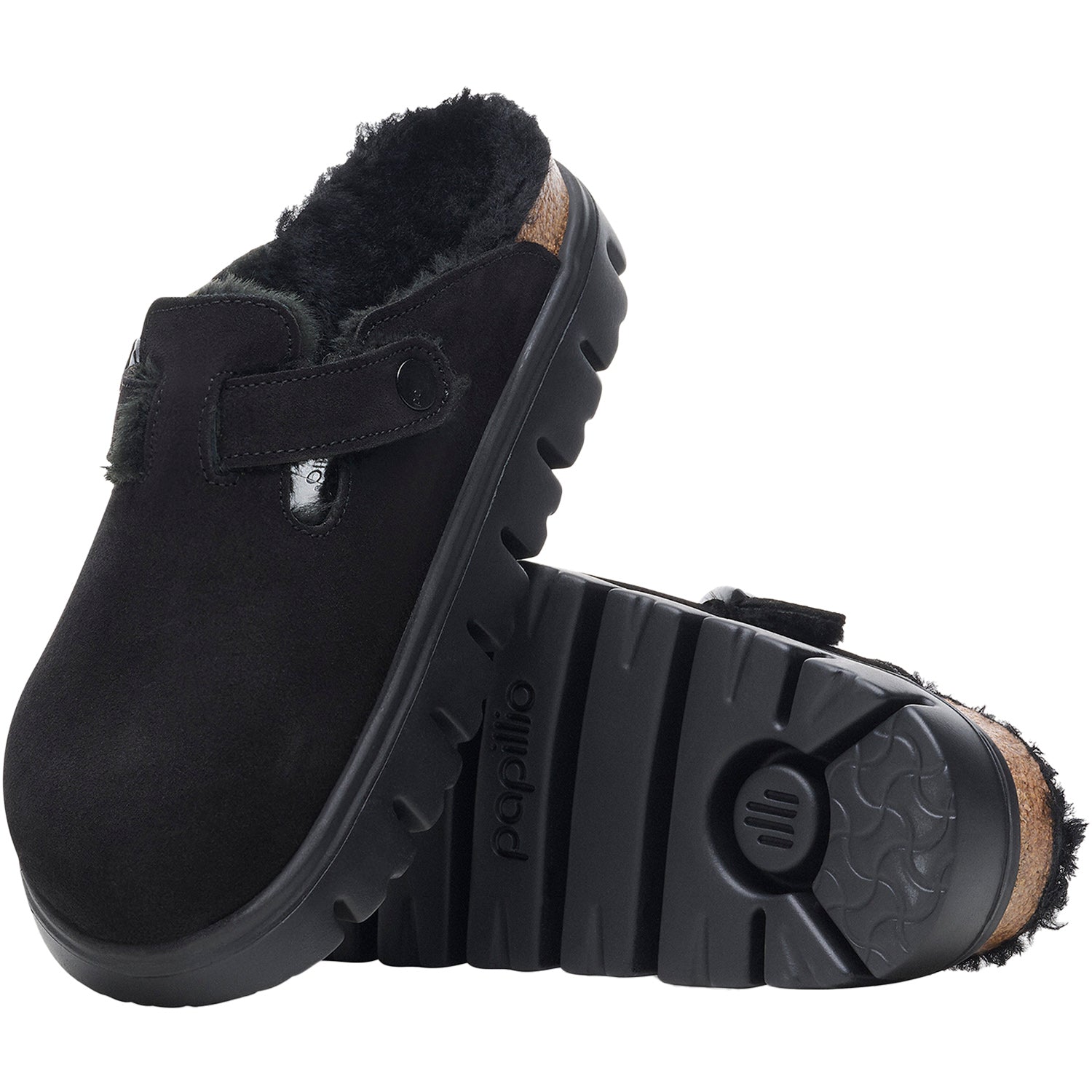 Birkenstock Boston Chunky Shearling Women's Clogs Black/Black