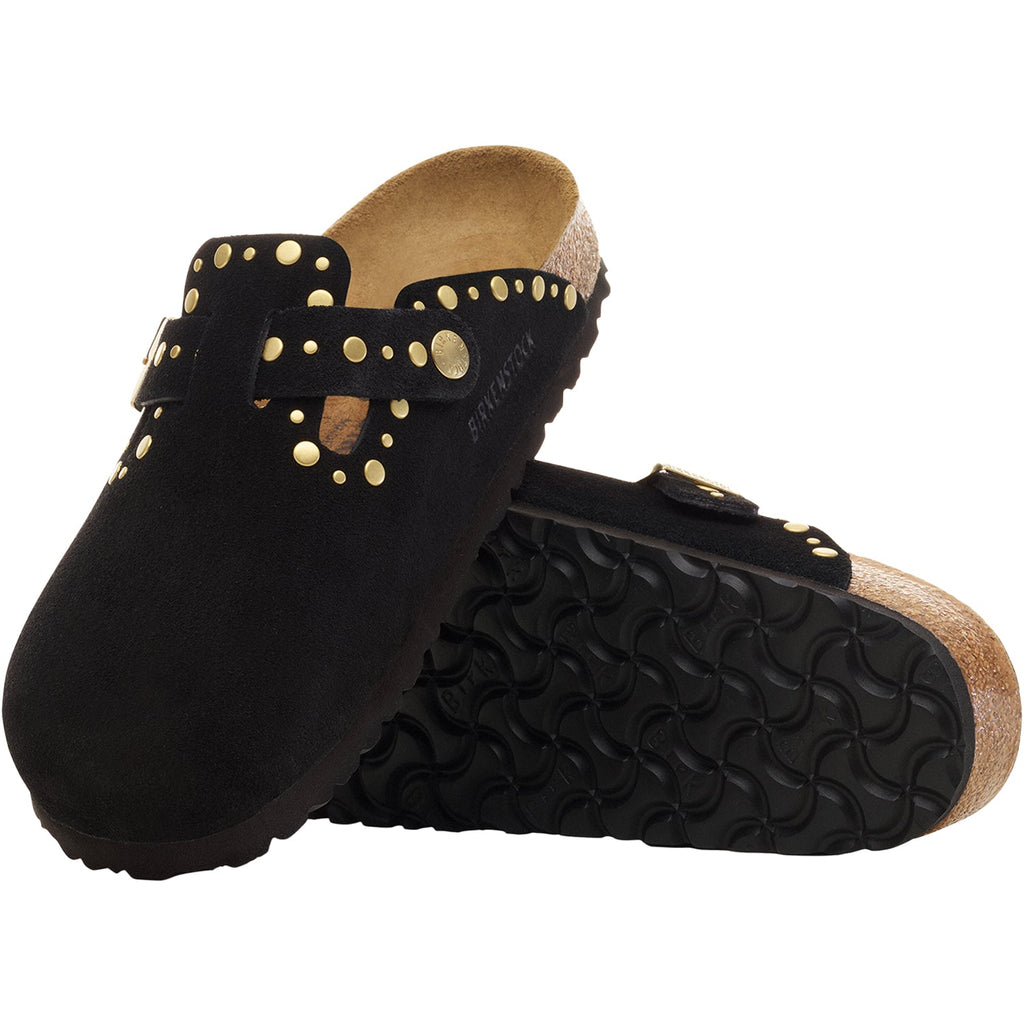 Birkenstock Boston Rivets Women's Clogs Black Suede