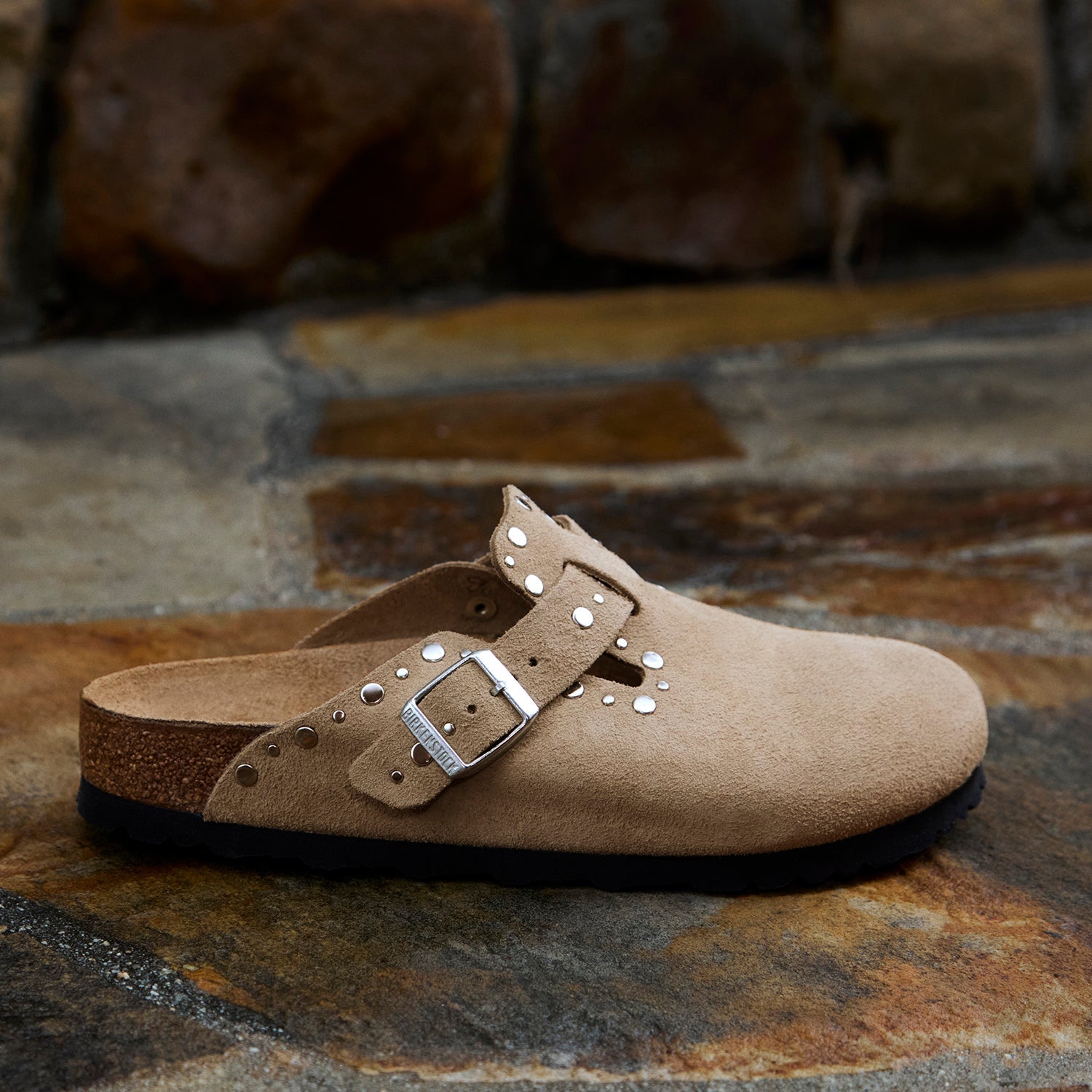 Birkenstock Boston Rivets Women's Clogs Taupe Suede