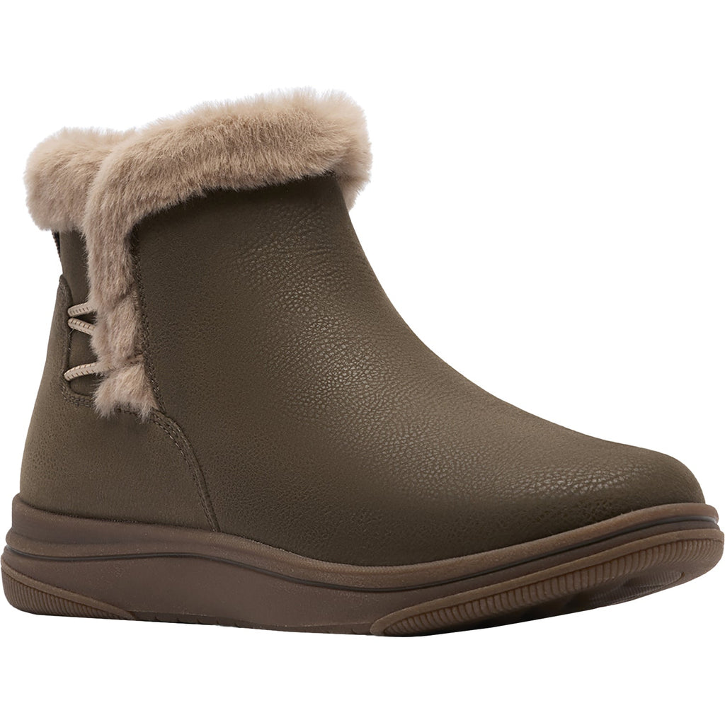 Clarks Cloudsteppers Breeze Fur Women's Boots Dark Olive Combi