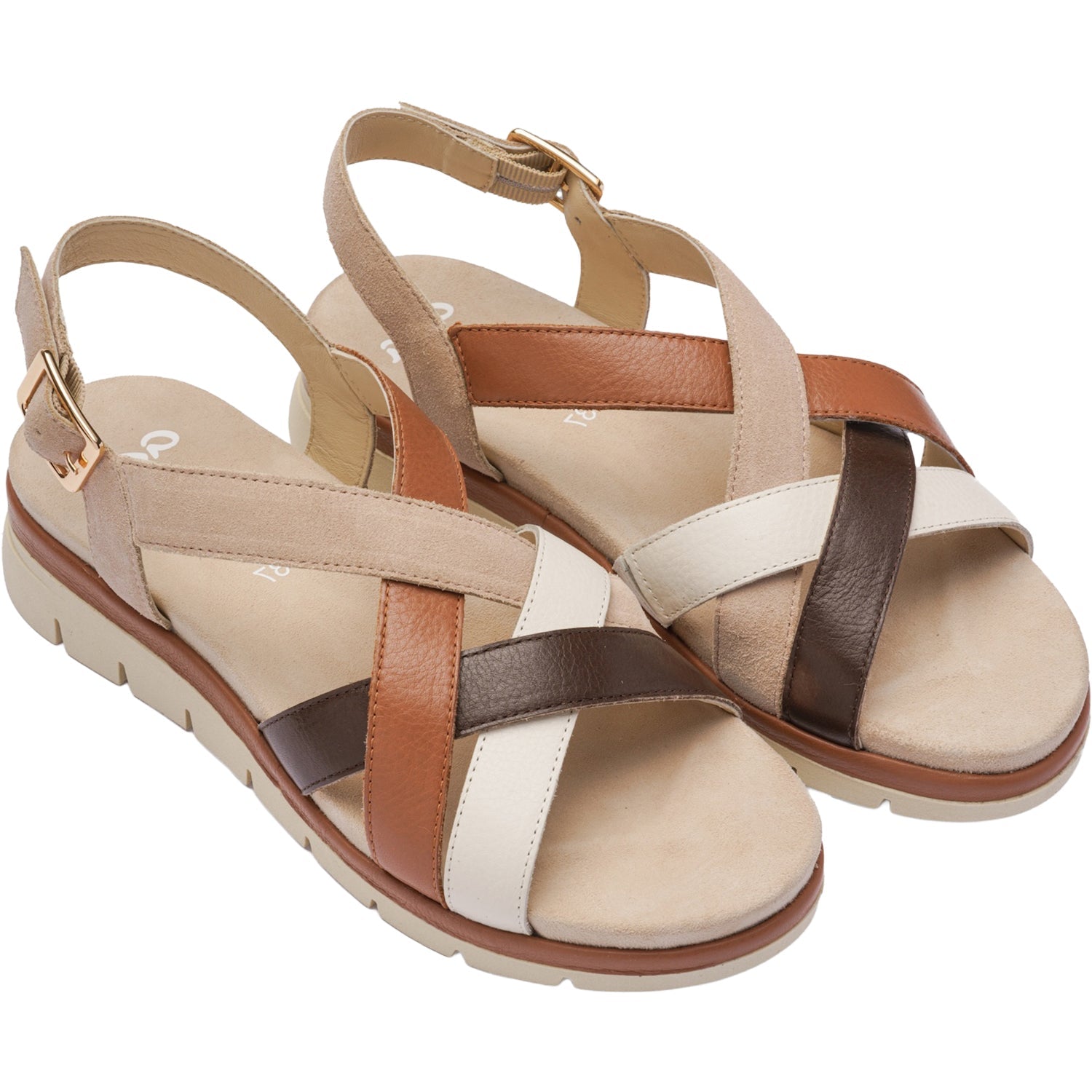 Ara Clearwater Women's Sandals Cream/Mousse/Mocca Calf/Shell Suede