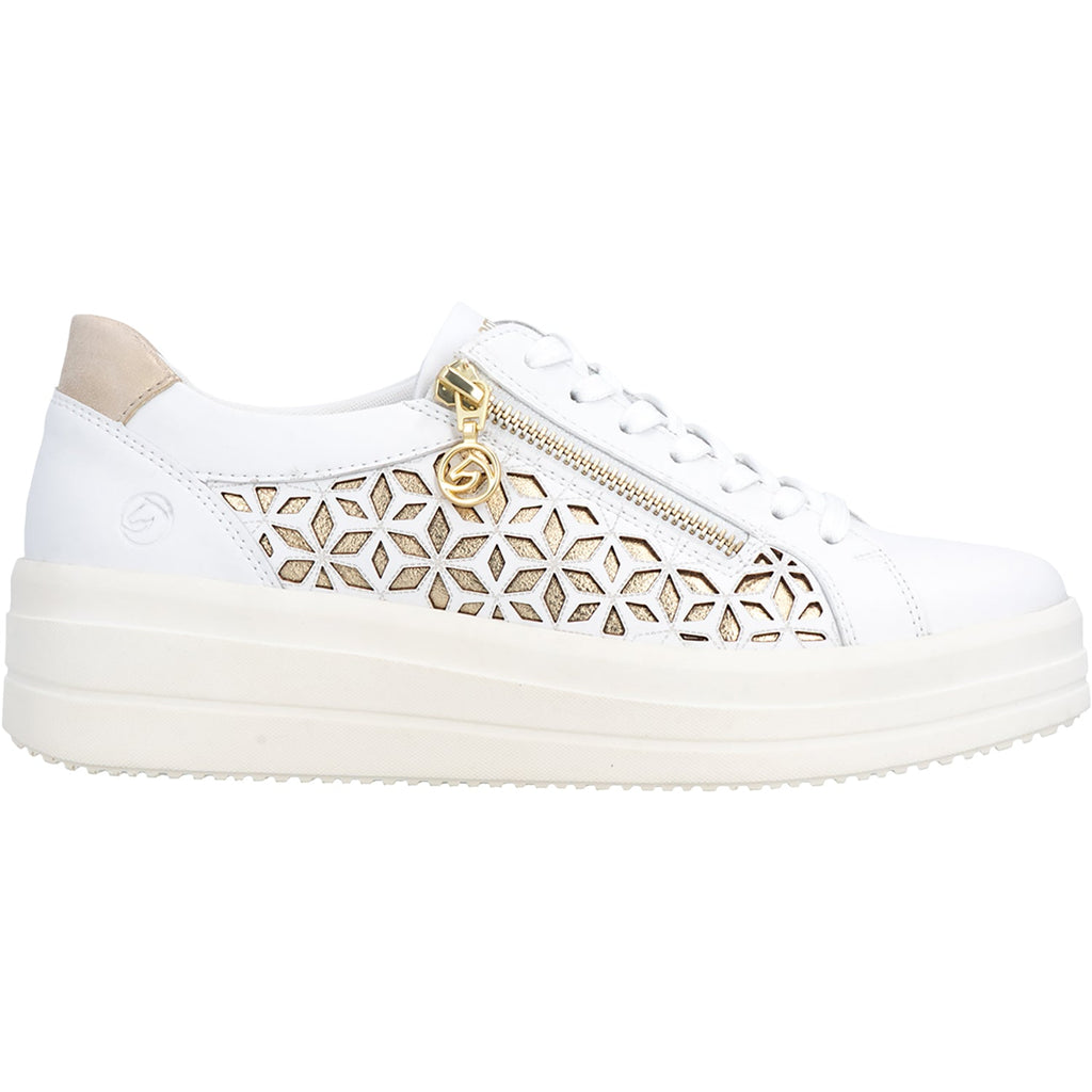 Remonte D1C11-80 Women's Lace Up Shoes White/Light Gold/Muschel