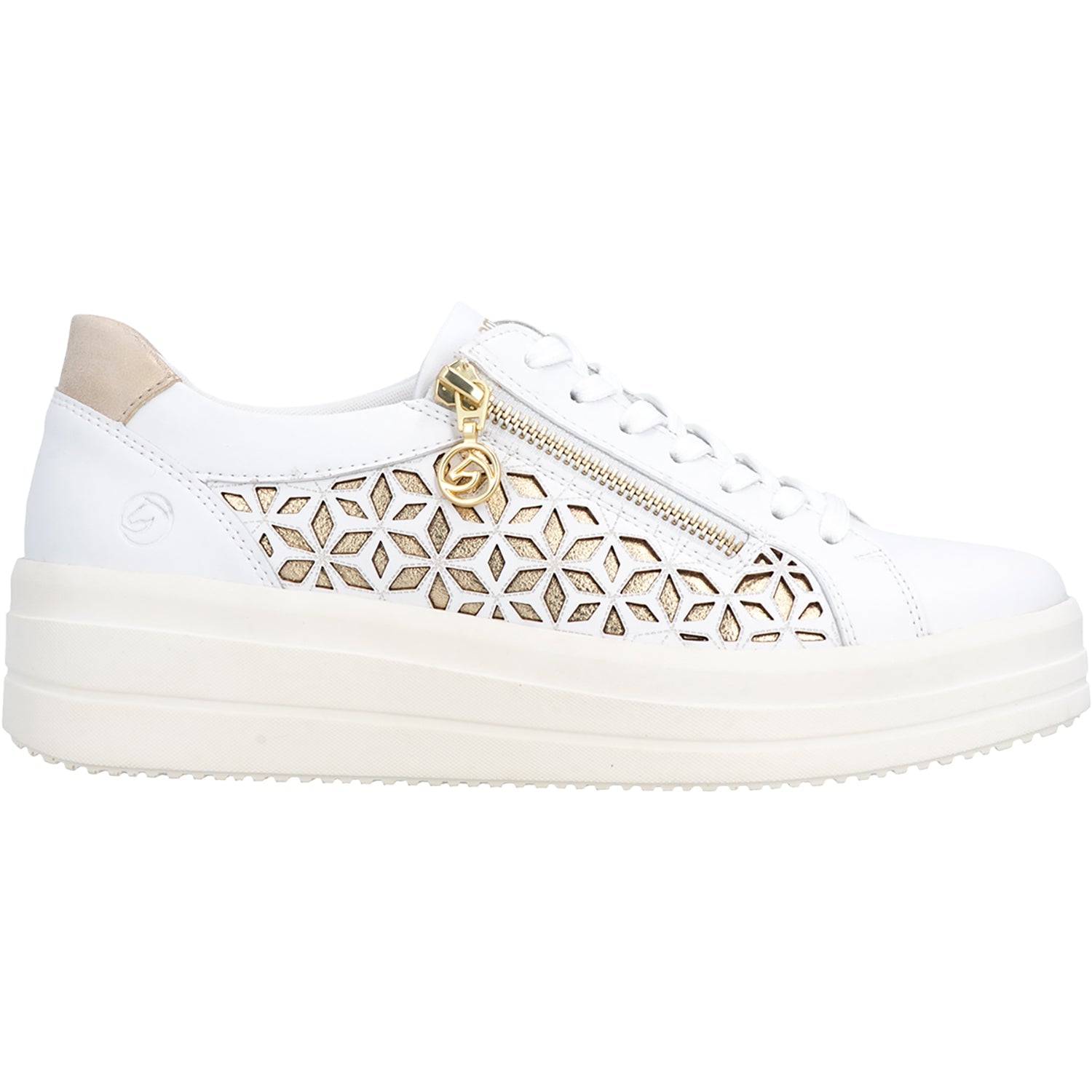 Remonte D1C11-80 Women's Lace Up Shoes White/Light Gold/Muschel
