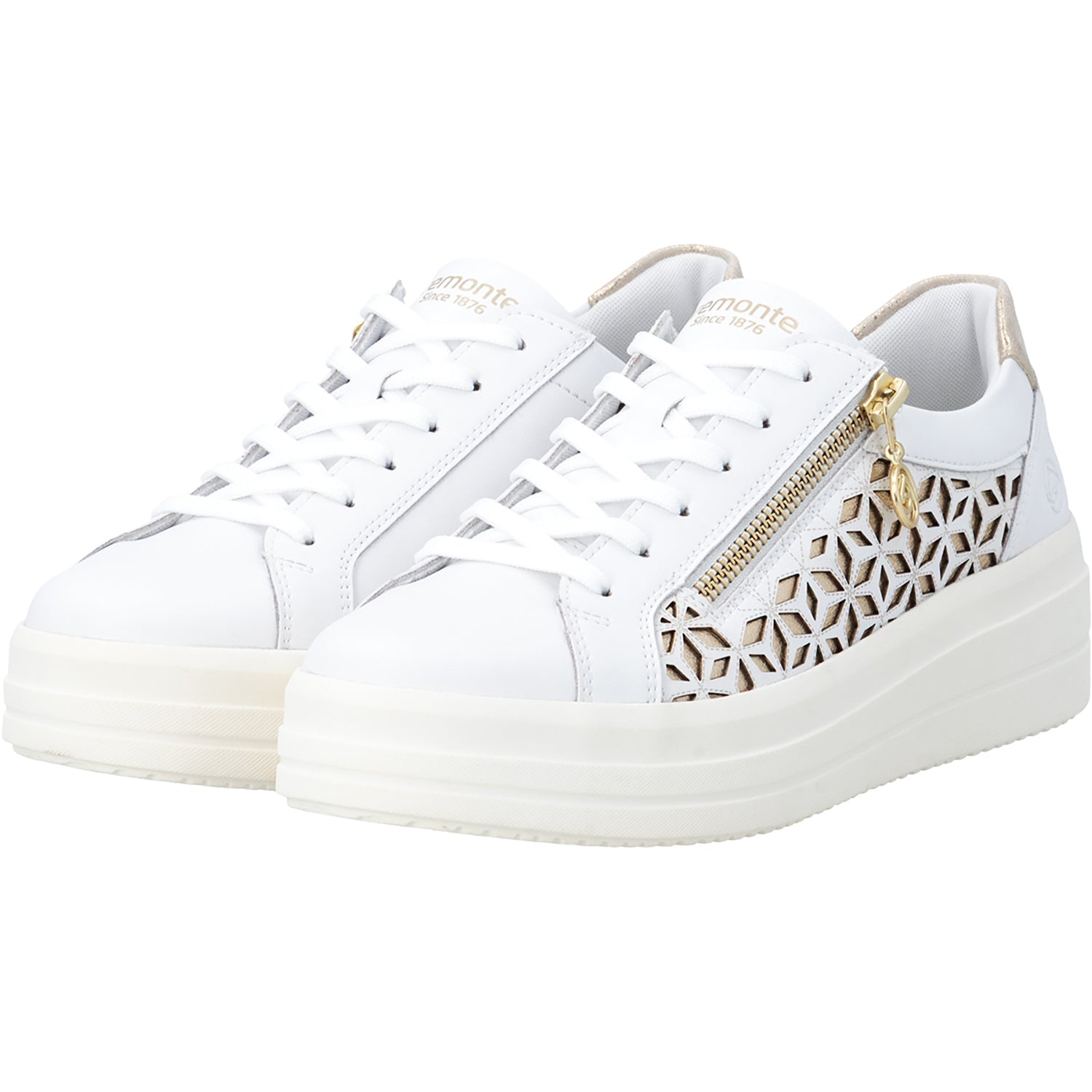 Remonte D1C11-80 Women's Lace Up Shoes White/Light Gold/Muschel