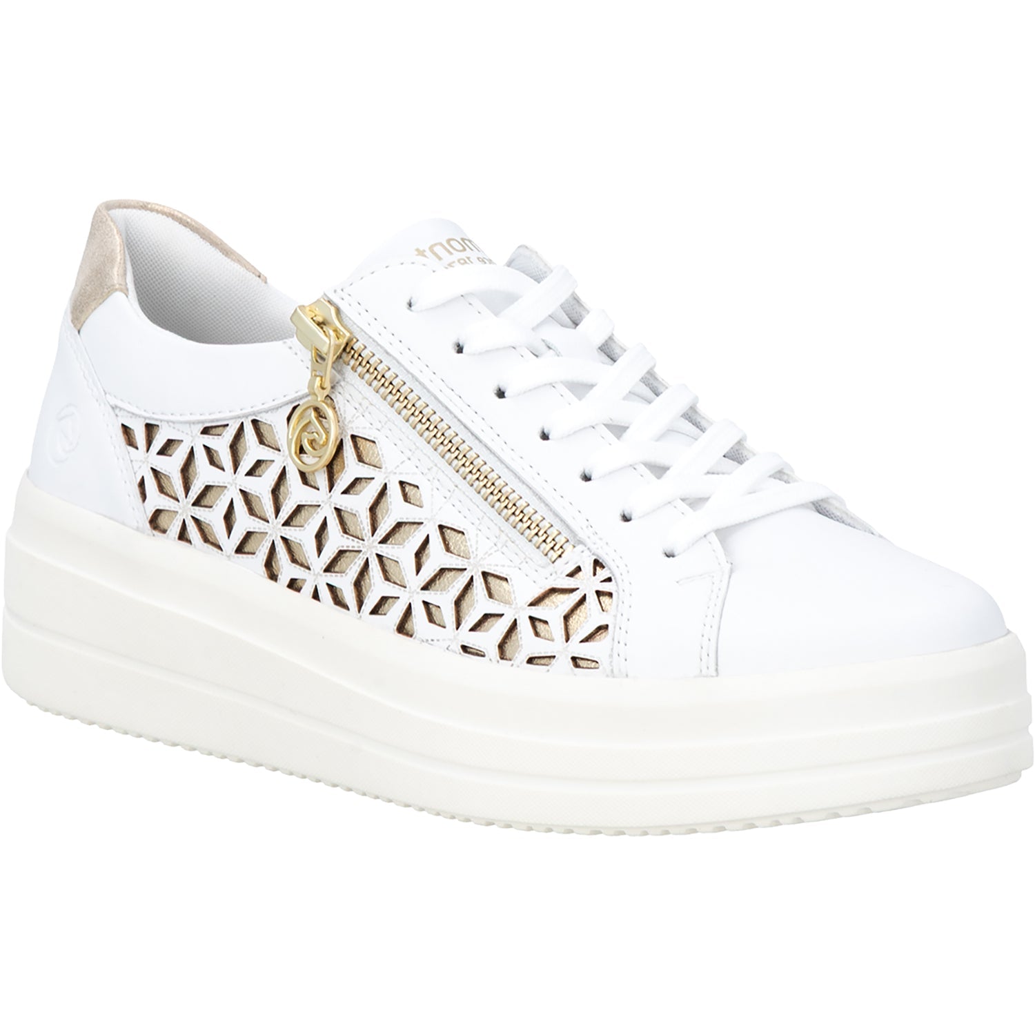 Remonte D1C11-80 Women's Lace Up Shoes White/Light Gold/Muschel