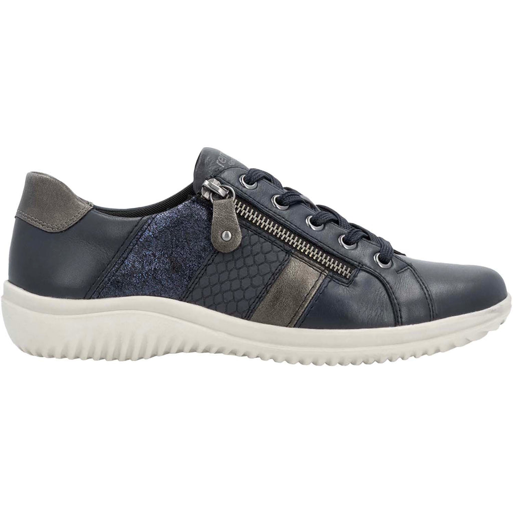 Remonte D1E00-14 Louann 00 Women's Sporty Lace Up Shoes Nightblue/Altsilber/Pazifik Leather