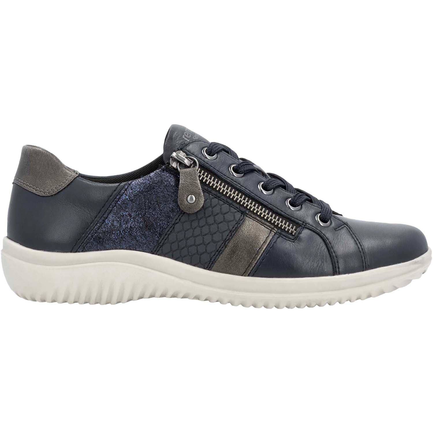 Remonte D1E00-14 Louann 00 Women's Sporty Lace Up Shoes Nightblue/Altsilber/Pazifik Leather