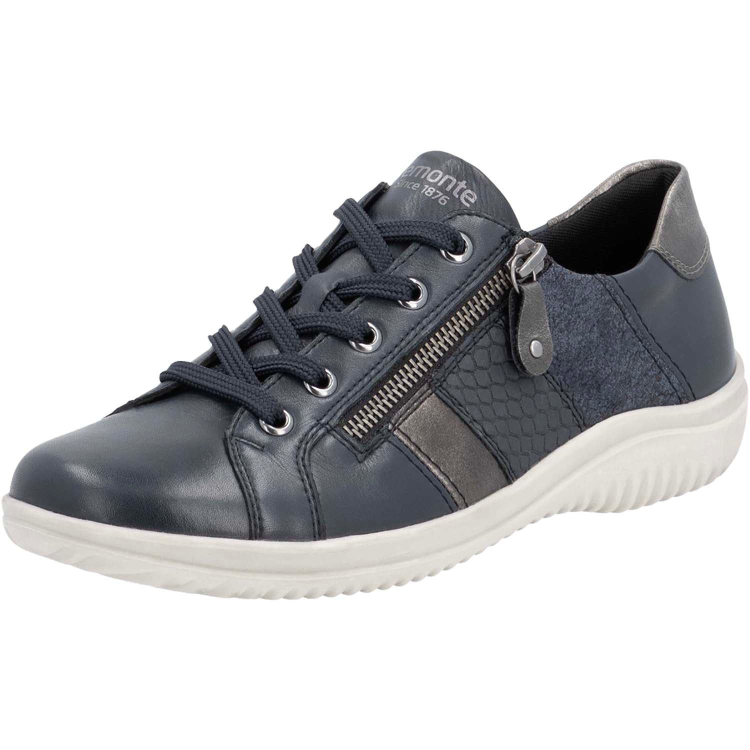 Remonte D1E00-14 Louann 00 Women's Sporty Lace Up Shoes Nightblue/Altsilber/Pazifik Leather