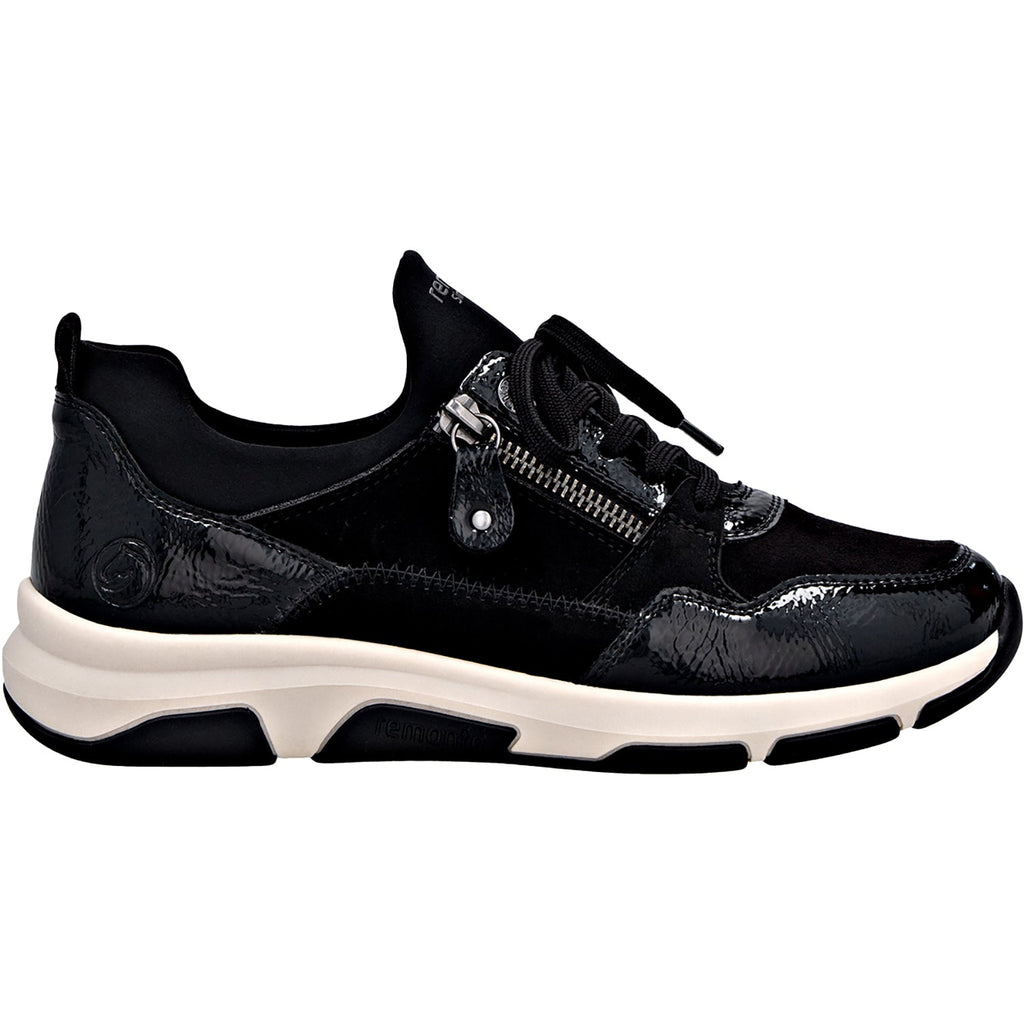 Remonte D1S02-02 Soraya 02 Women's Sporty Lace Up Shoes Sneakers Black/Schwarz/Schwarz Synthetic Patent Stretch