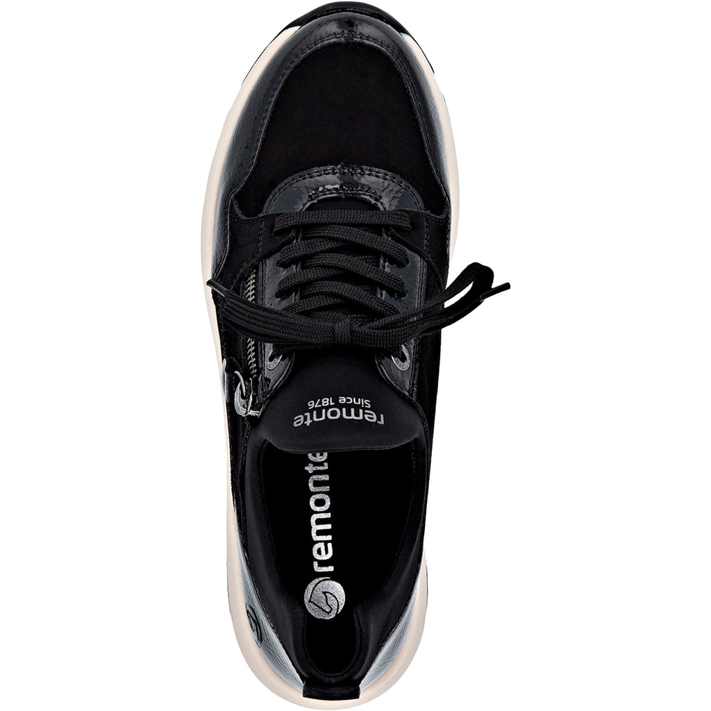 Remonte D1S02-02 Soraya 02 Women's Sporty Lace Up Shoes Sneakers Black/Schwarz/Schwarz Synthetic Patent Stretch