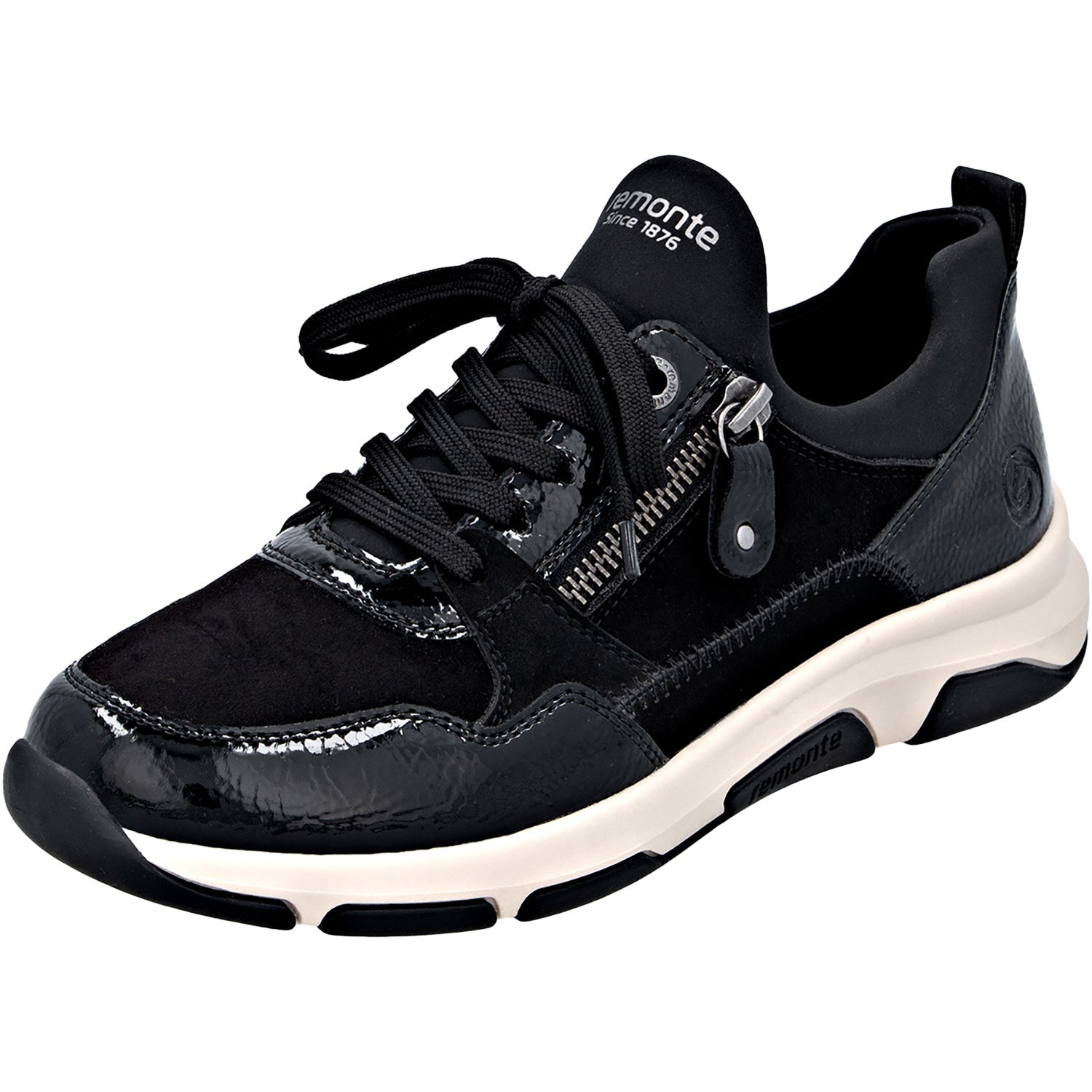 Remonte D1S02-02 Soraya 02 Women's Sporty Lace Up Shoes Sneakers Black/Schwarz/Schwarz Synthetic Patent Stretch